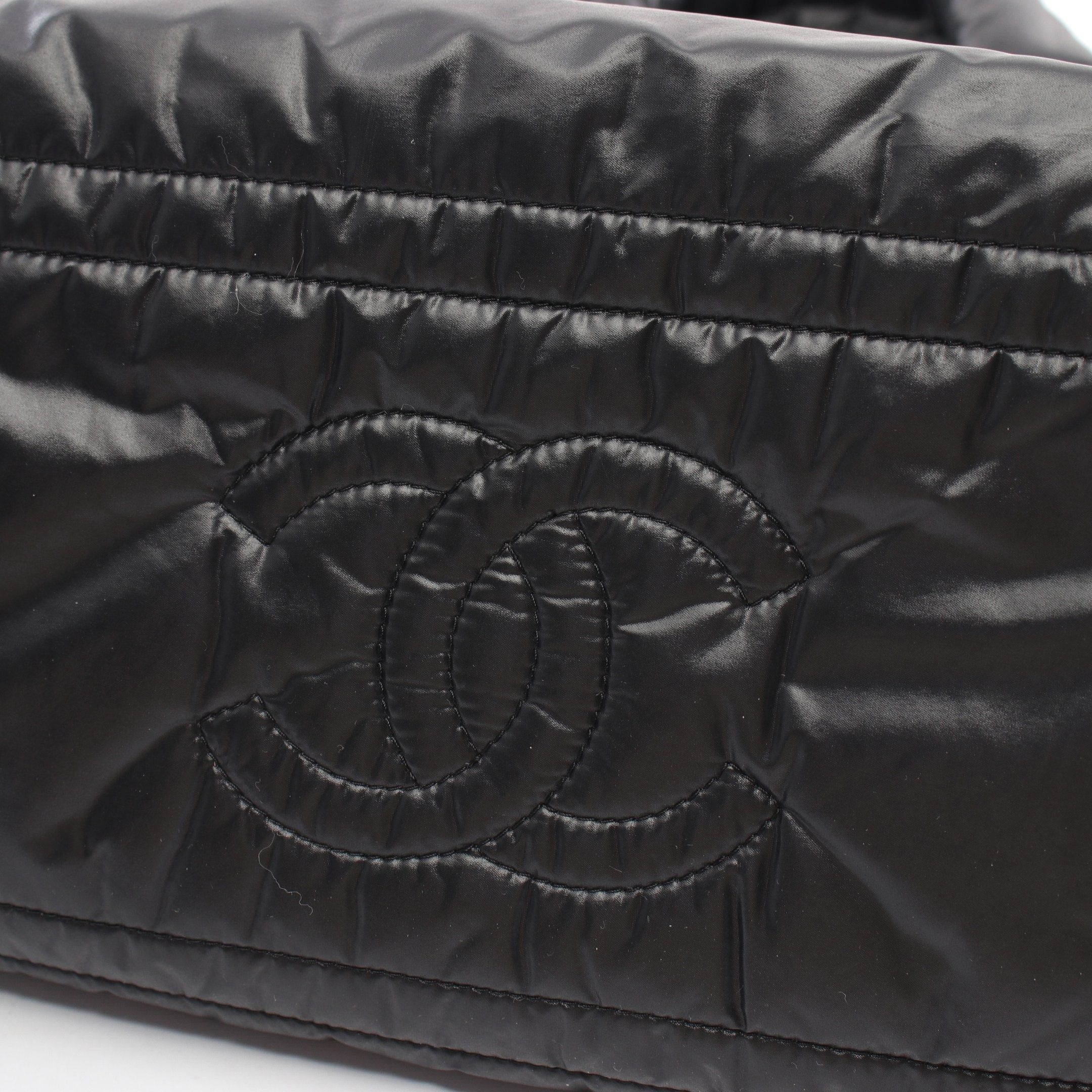 Chanel Chanel Cococoon Pm Handbag Tote Bag Nylon Leather Black Silver Hardware Size ONE SIZE - 6 Thumbnail