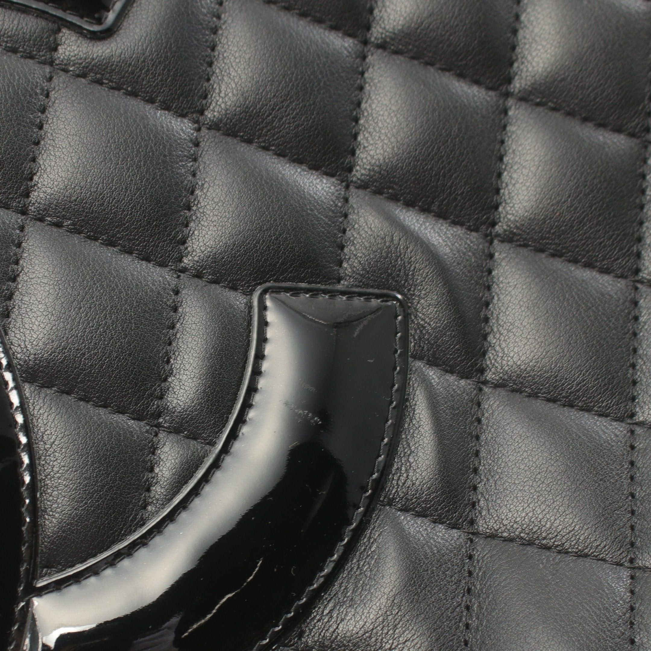 Chanel Chanel Cambon Line Medium Handbag Tote Bag Leather Patent Black Silver Hardware Size ONE SIZE - 9 Thumbnail