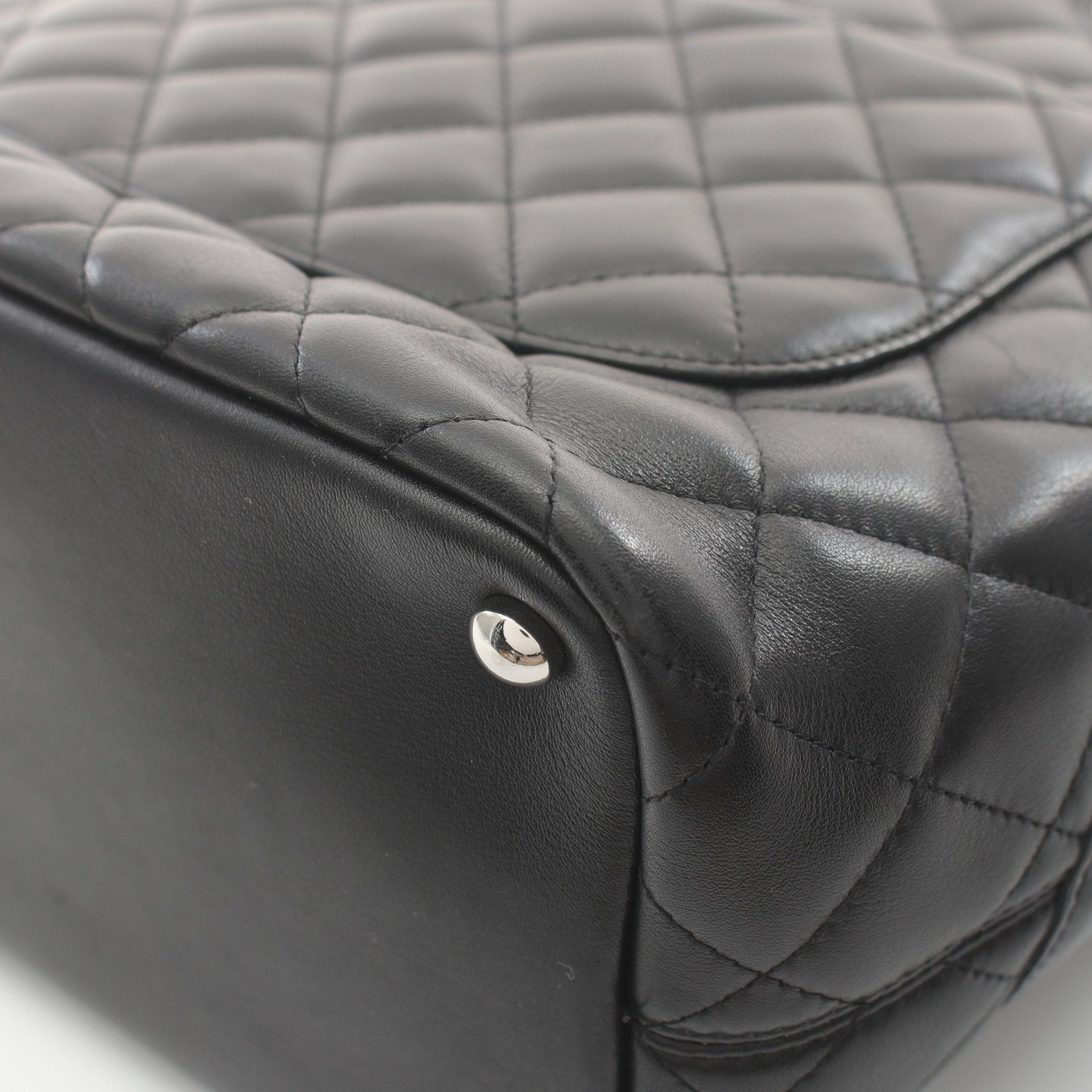 Chanel Chanel Cambon Line Medium Handbag Tote Bag Leather Patent Black Silver Hardware Size ONE SIZE - 6 Thumbnail