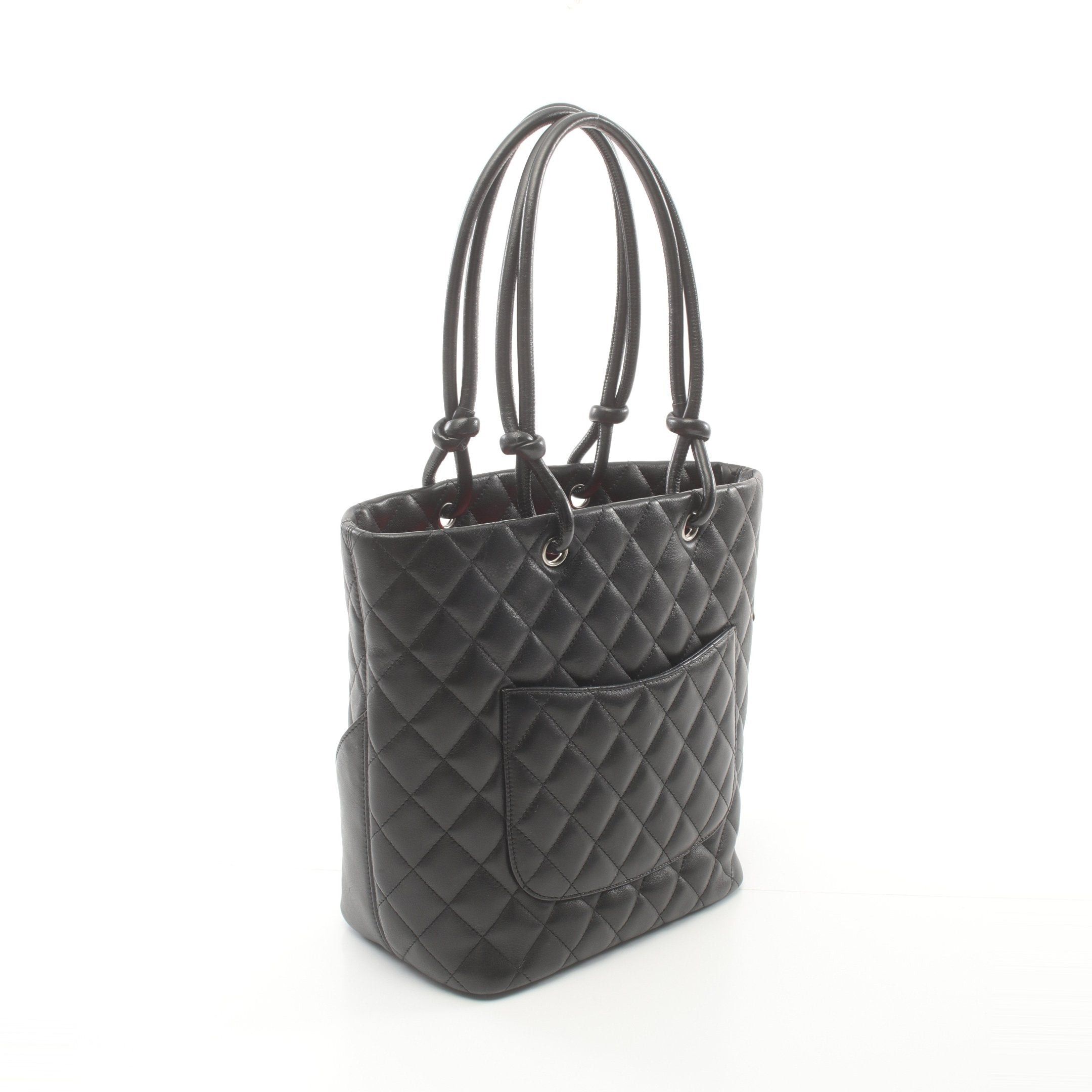 Chanel Chanel Cambon Line Medium Handbag Tote Bag Leather Patent Black Silver Hardware Size ONE SIZE - 2 Thumbnail