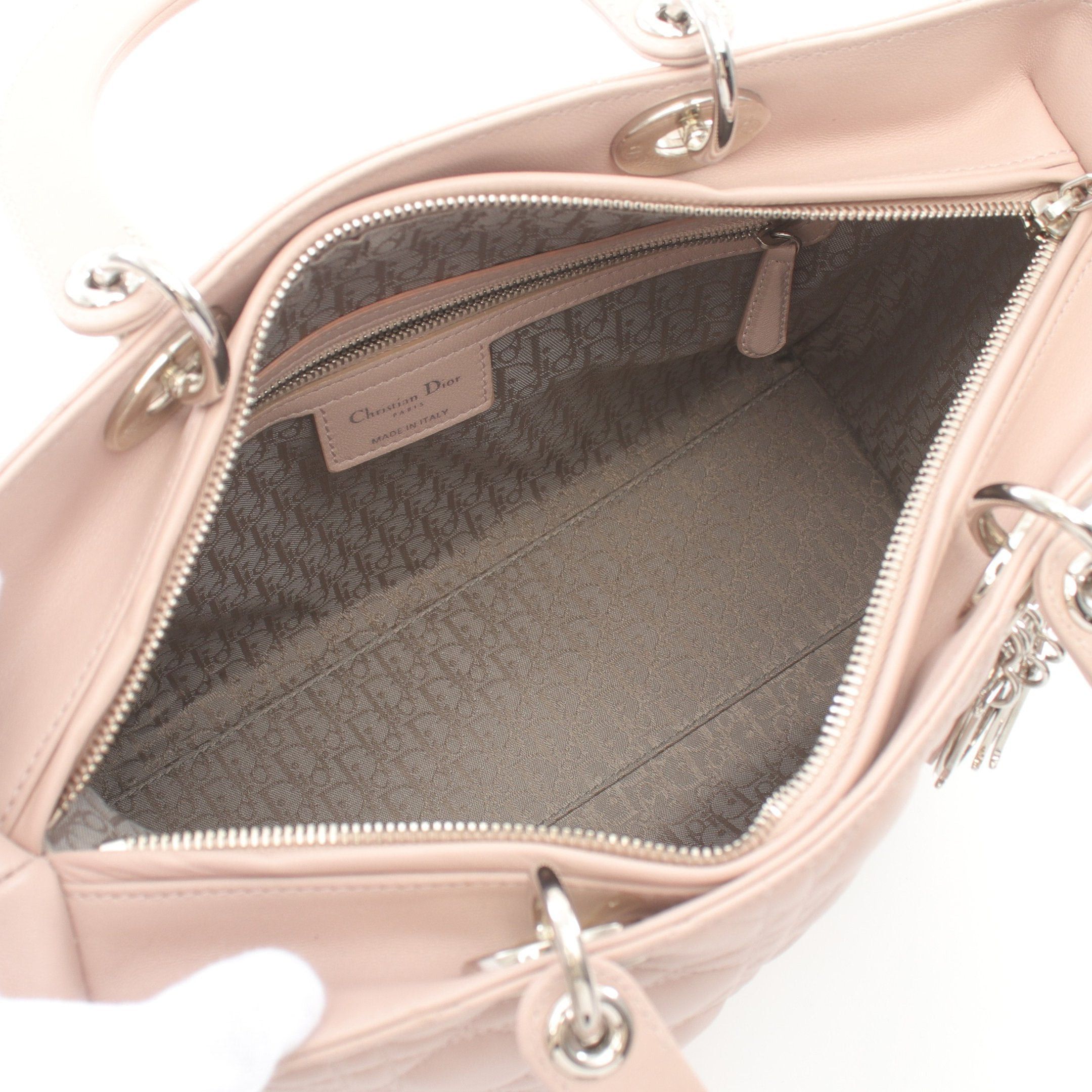 Dior Dior Lady Dior Canage Handbag Leather Pink Size ONE SIZE - 3 Thumbnail
