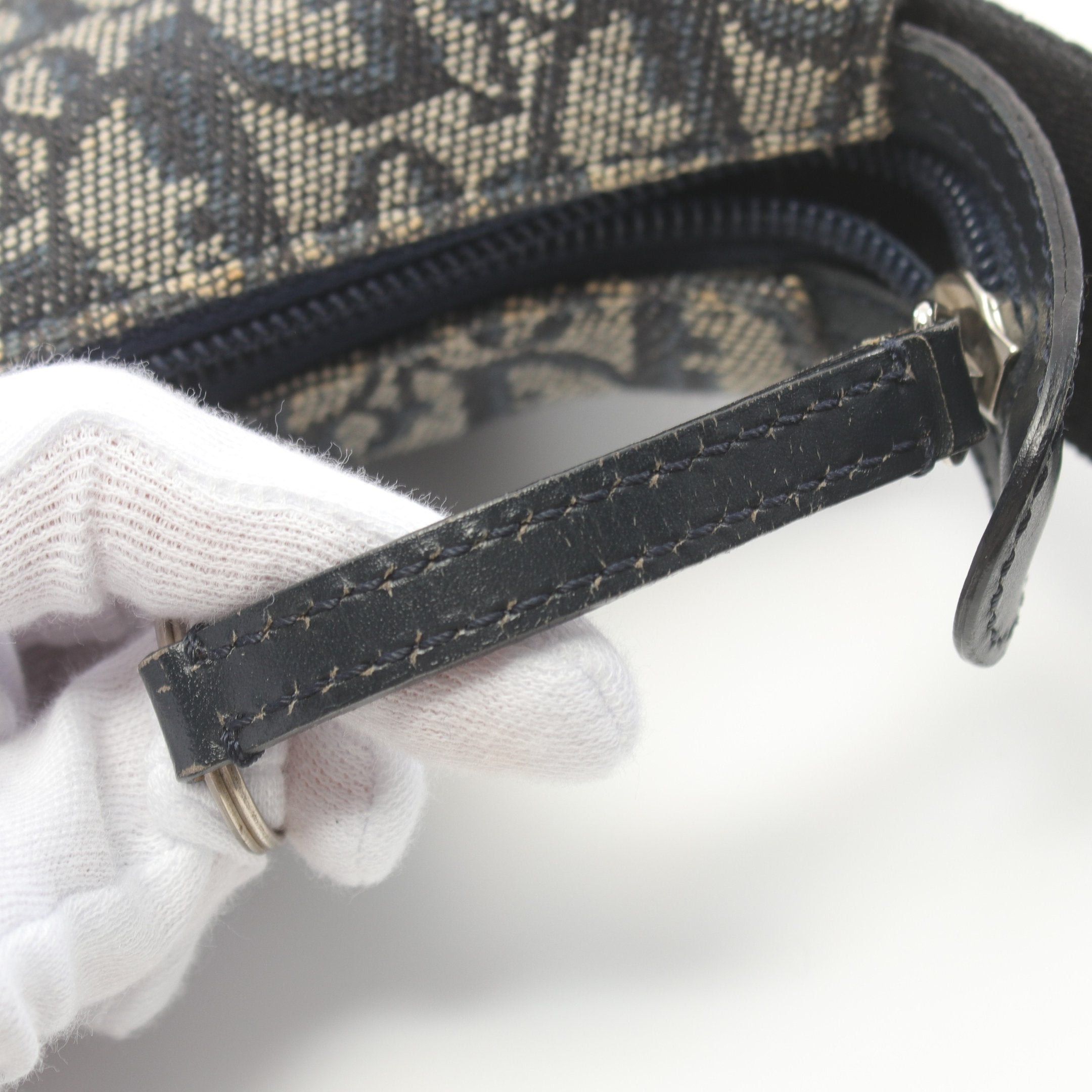 Dior Dior Trotter Shoulder Bag Canvas Light Gray Navy Size ONE SIZE - 9 Thumbnail