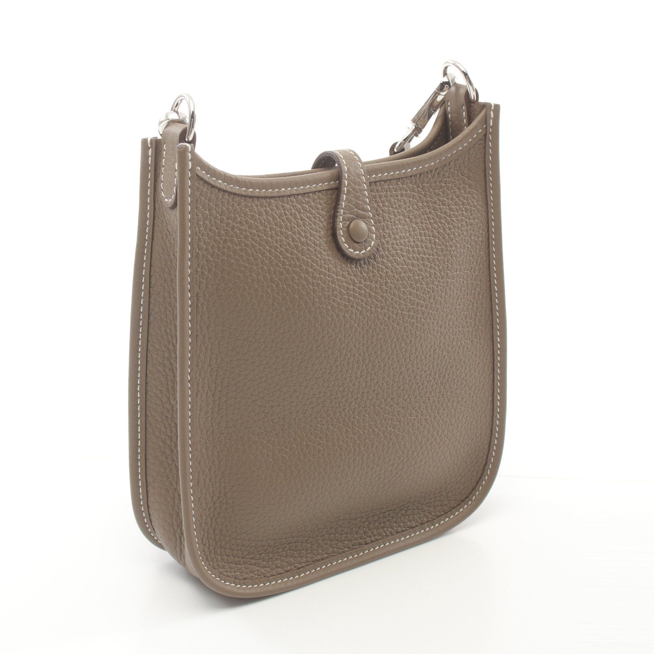 Hermes Hermes Evelyn Tpm Etoupe Shoulder Bag Clemence Leather Gray Brown Silver Hardware Double Engraved Size ONE SIZE - 2 Thumbnail