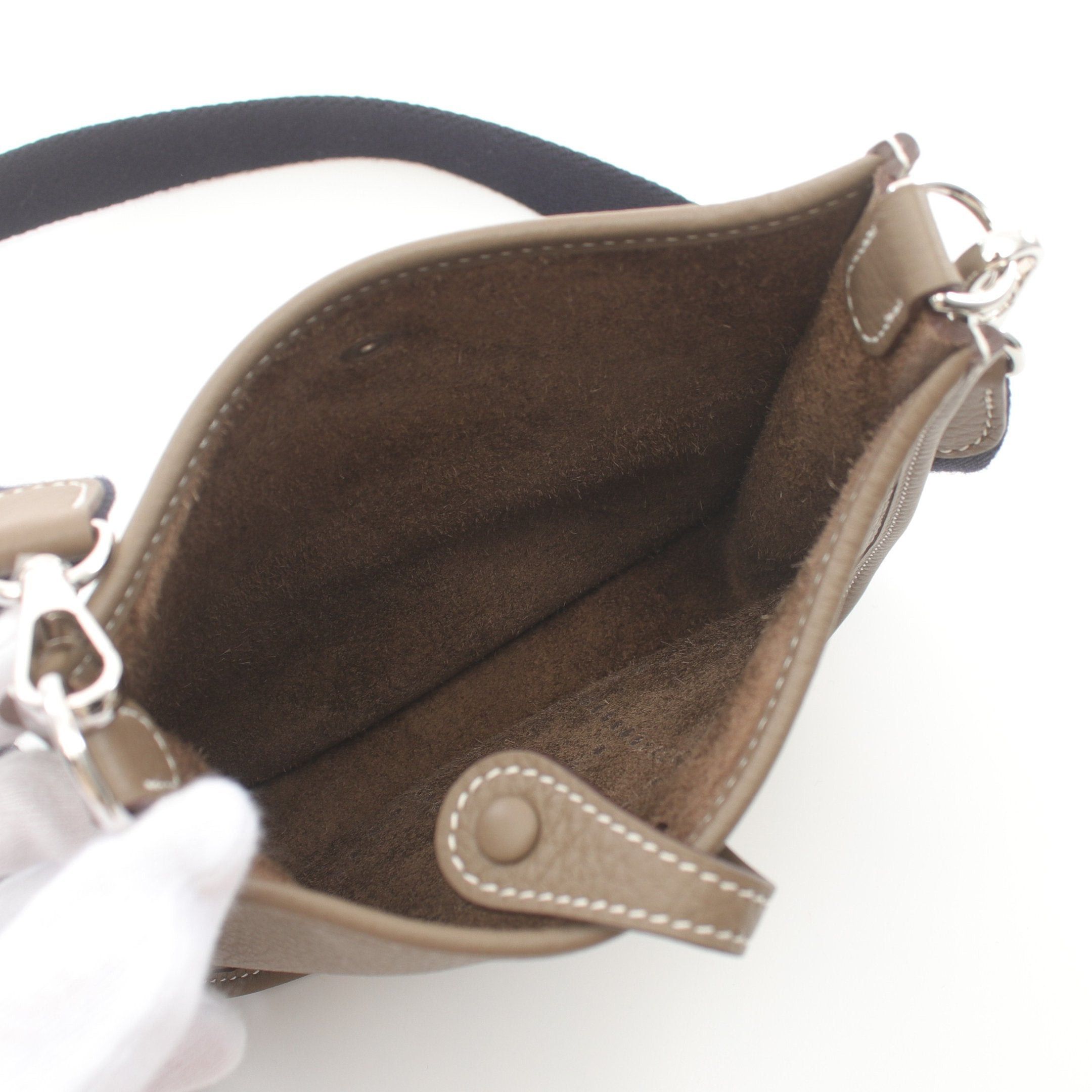 Hermes Hermes Evelyn Tpm Etoupe Shoulder Bag Clemence Leather Gray Brown Silver Hardware Double Engraved Size ONE SIZE - 3 Thumbnail