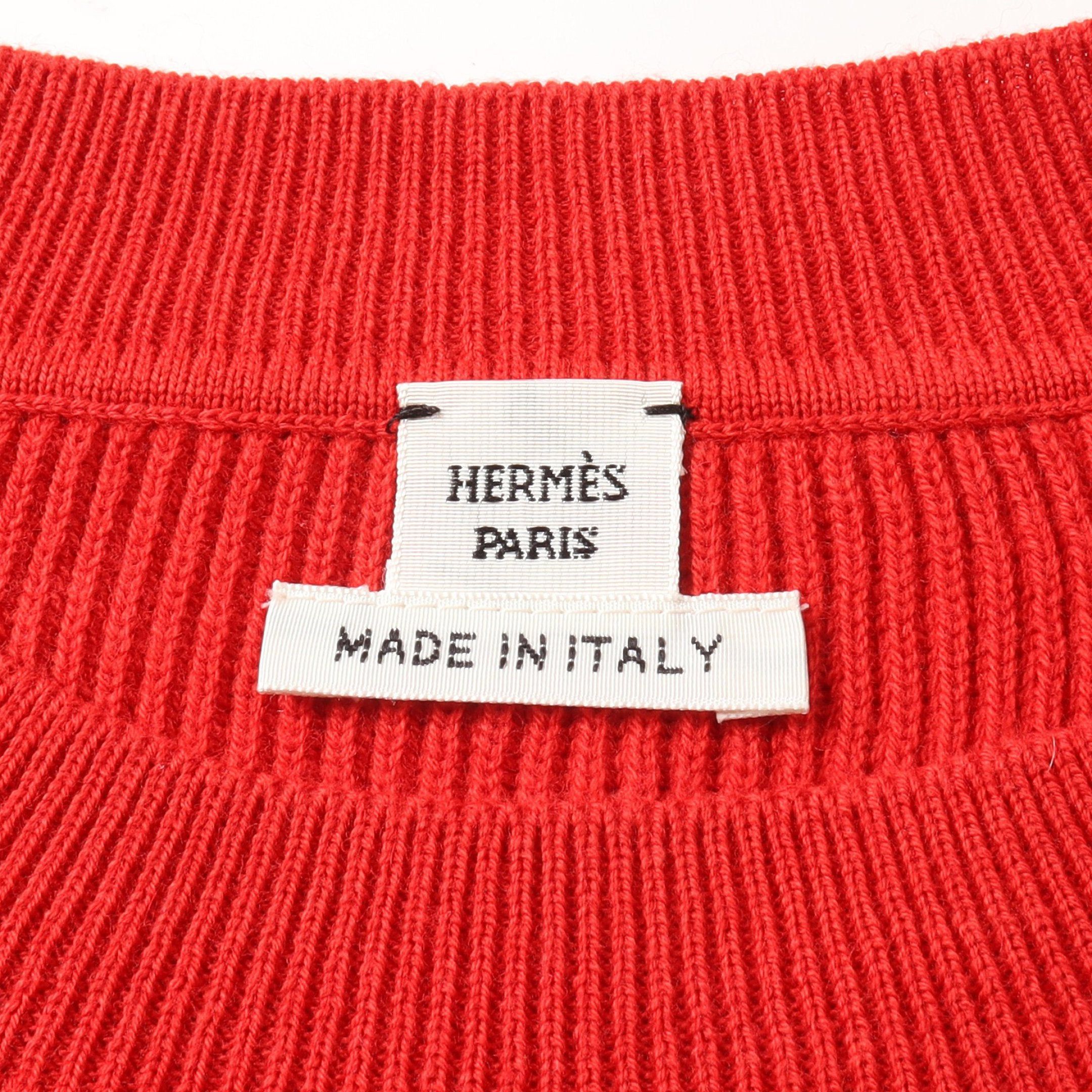 Hermes Hermes Knit Wool Cotton Red Size ONE SIZE - 3 Thumbnail