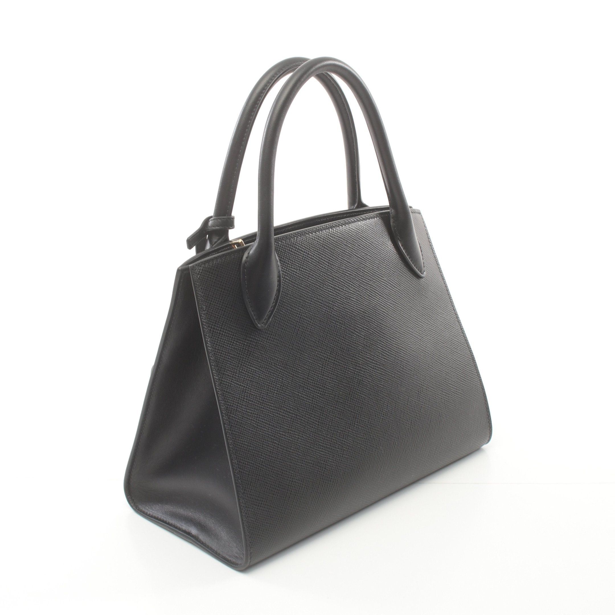 Prada Prada Saffiano Cuir C Monochrome Handbag Leather Black Size ONE SIZE - 2 Thumbnail