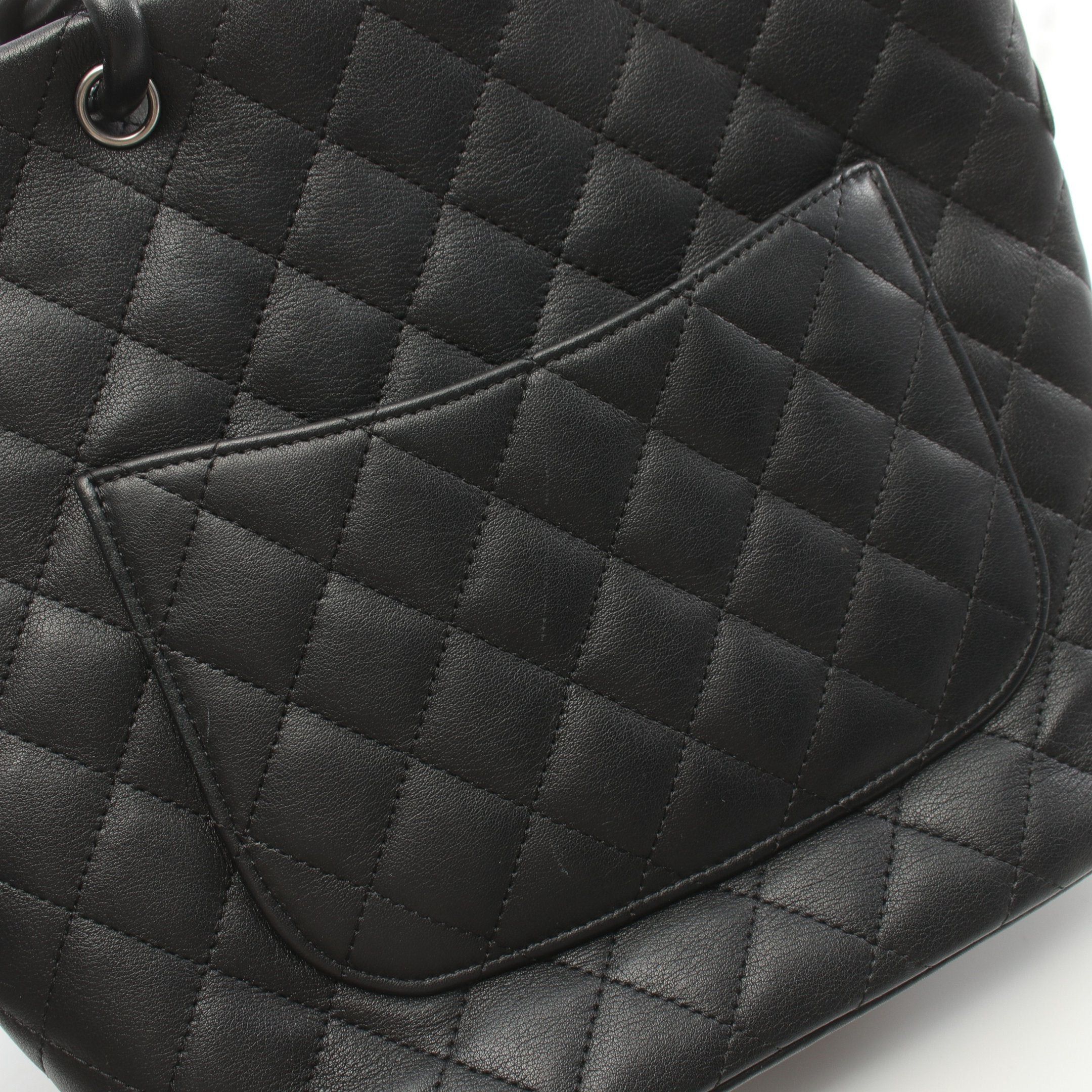 Chanel Chanel Cambon Line Medium Handbag Tote Bag Leather Patent Black Silver Hardware Size ONE SIZE - 6 Thumbnail