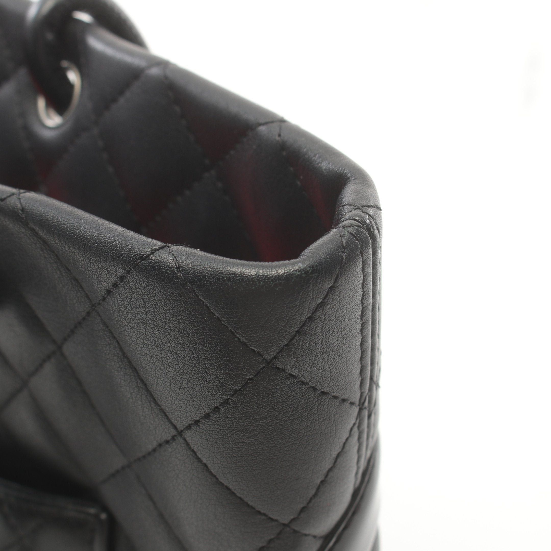 Chanel Chanel Cambon Line Medium Handbag Tote Bag Leather Patent Black Silver Hardware Size ONE SIZE - 11 Thumbnail