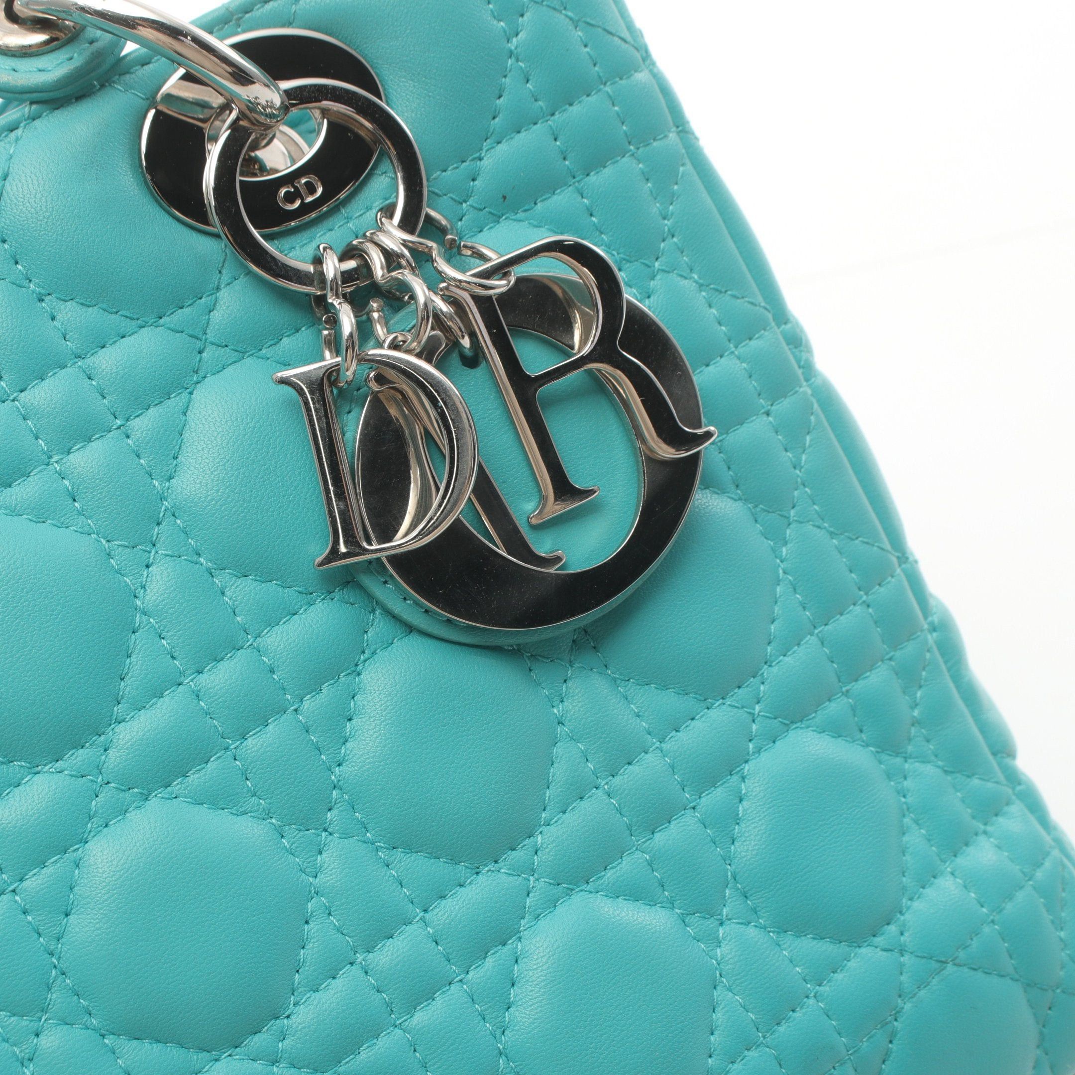 Dior Dior Lady Dior Canage Handbag Leather Turquoise Blue Size ONE SIZE - 6 Thumbnail