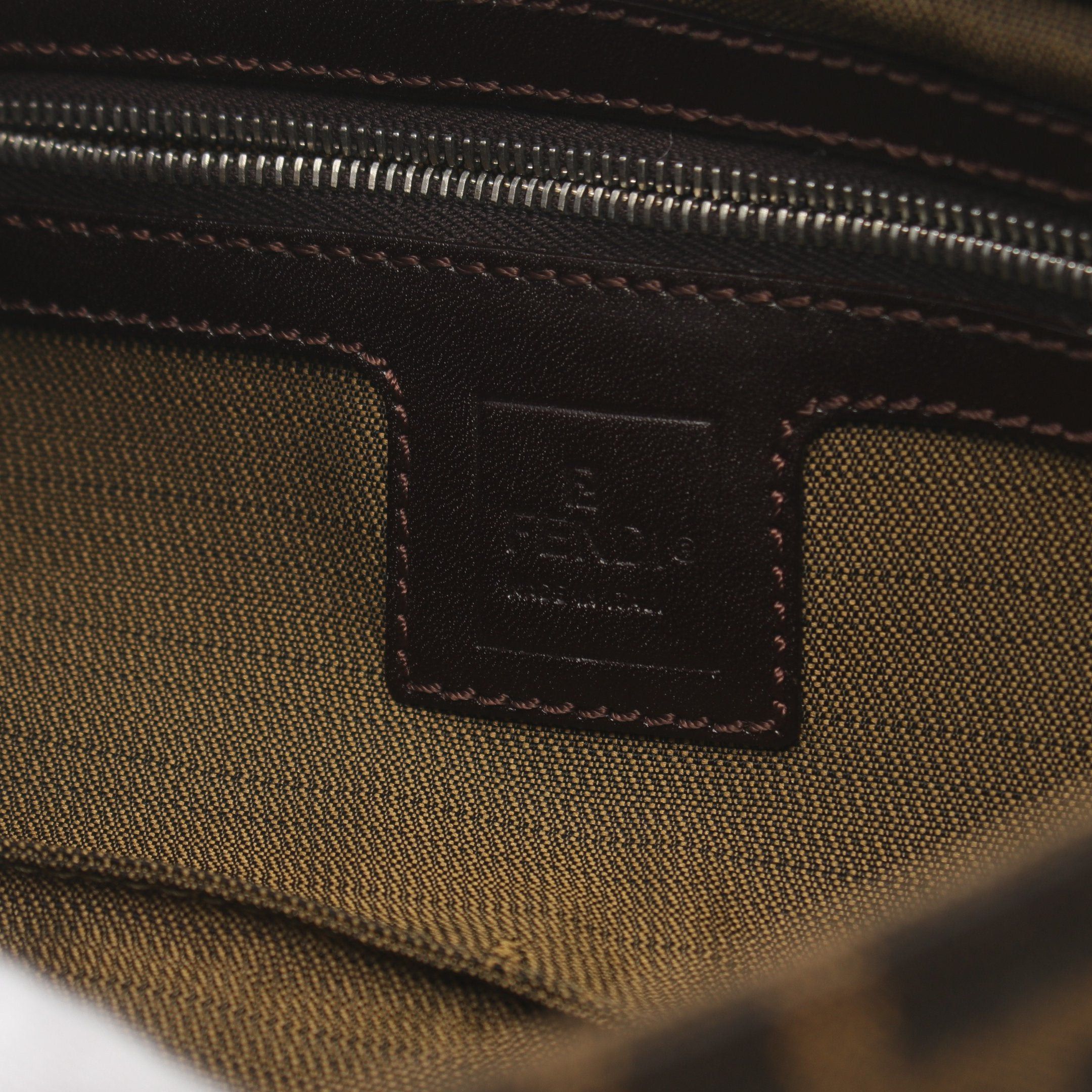 Fendi Mamma Bucket Handbag Canvas Leather Brown Dark