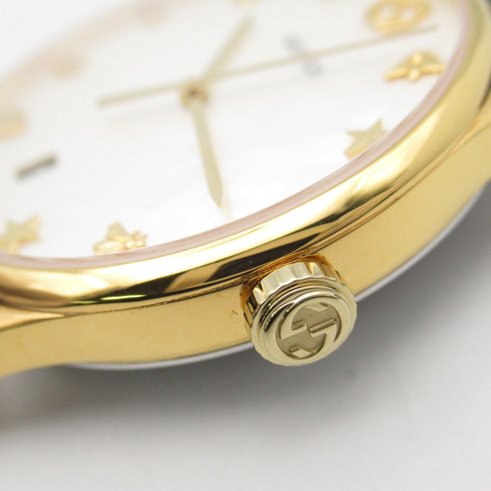 Gucci Gucci G Timeless Mens Watch Quartz Gp (Gold Plated) Leather Belt White Shell Size ONE SIZE - 14 Thumbnail