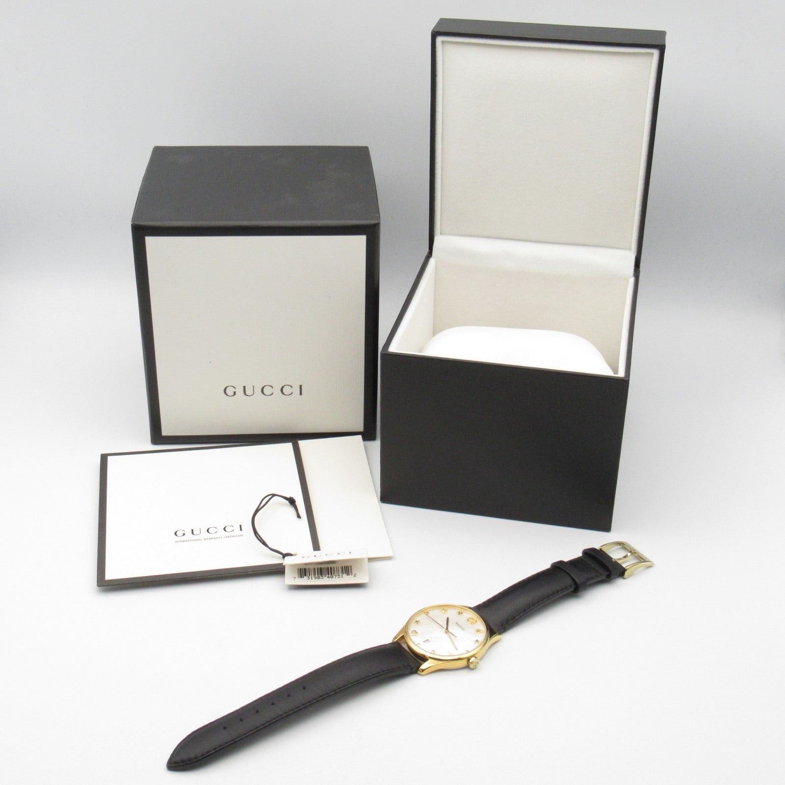 Gucci Gucci G Timeless Mens Watch Quartz Gp (Gold Plated) Leather Belt White Shell Size ONE SIZE - 10 Thumbnail