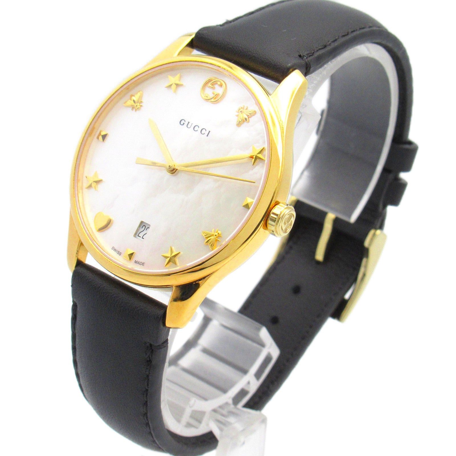 Gucci Gucci G Timeless Mens Watch Quartz Gp (Gold Plated) Leather Belt White Shell Size ONE SIZE - 2 Thumbnail