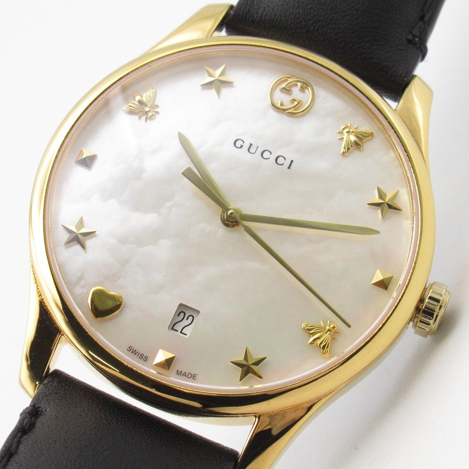 Gucci Gucci G Timeless Mens Watch Quartz Gp (Gold Plated) Leather Belt White Shell Size ONE SIZE - 3 Thumbnail