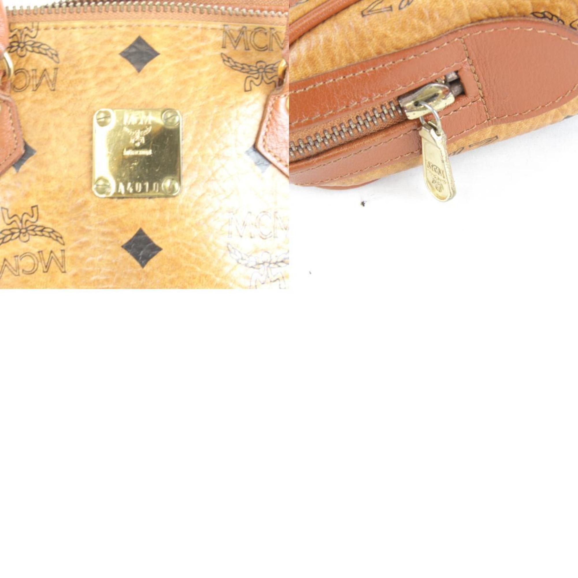 MCM MCM Visetos 010 Boston Bag Leather Brown Women's Size ONE SIZE - 10 Thumbnail