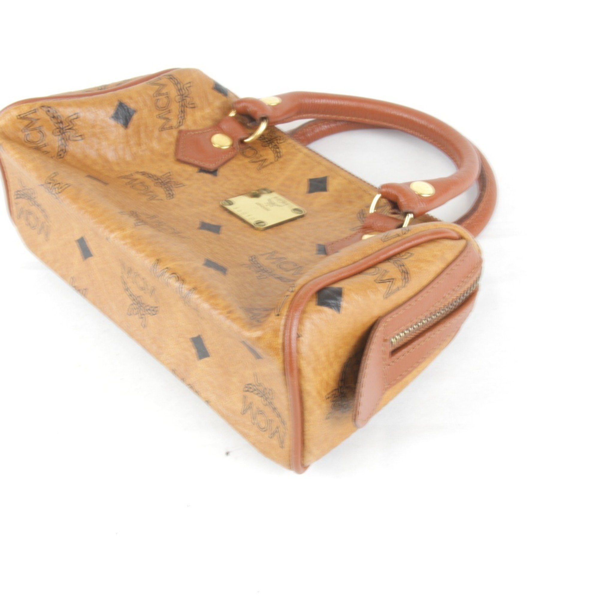 MCM MCM Visetos 010 Boston Bag Leather Brown Women's Size ONE SIZE - 8 Thumbnail