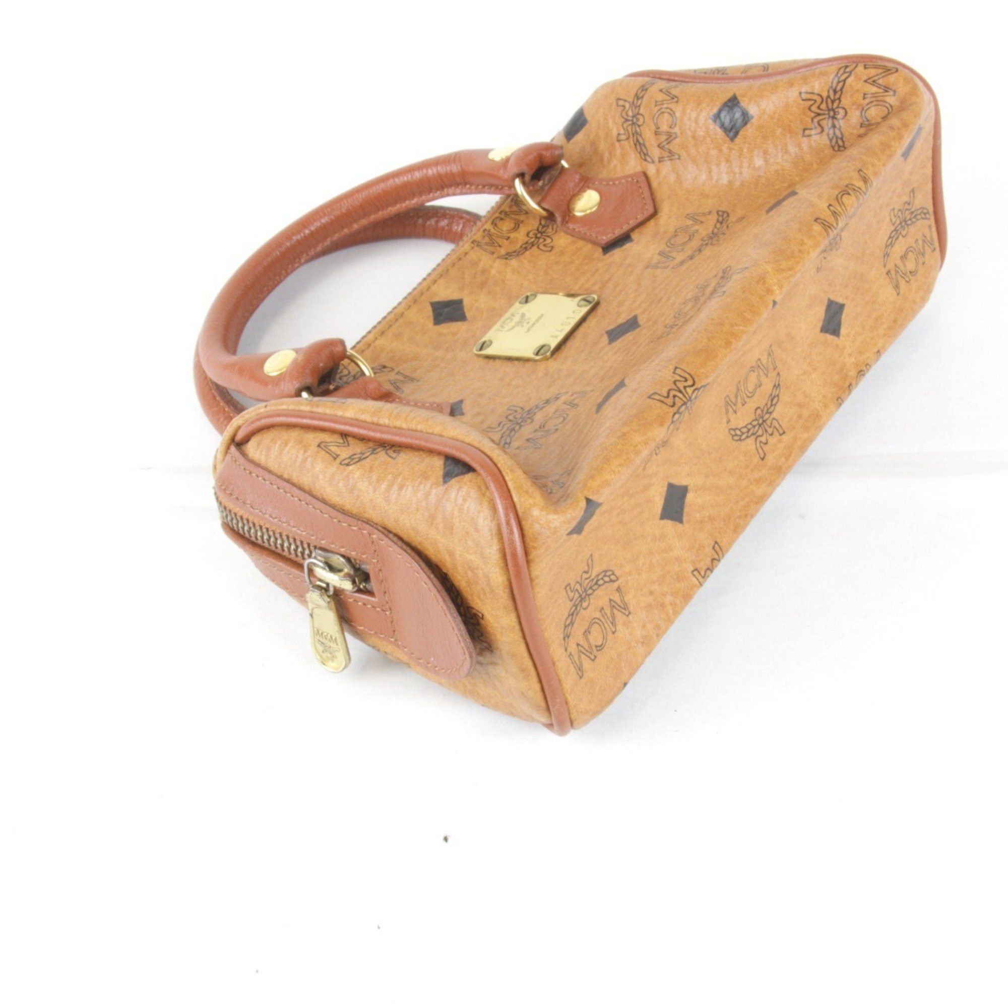 MCM MCM Visetos 010 Boston Bag Leather Brown Women's Size ONE SIZE - 7 Thumbnail