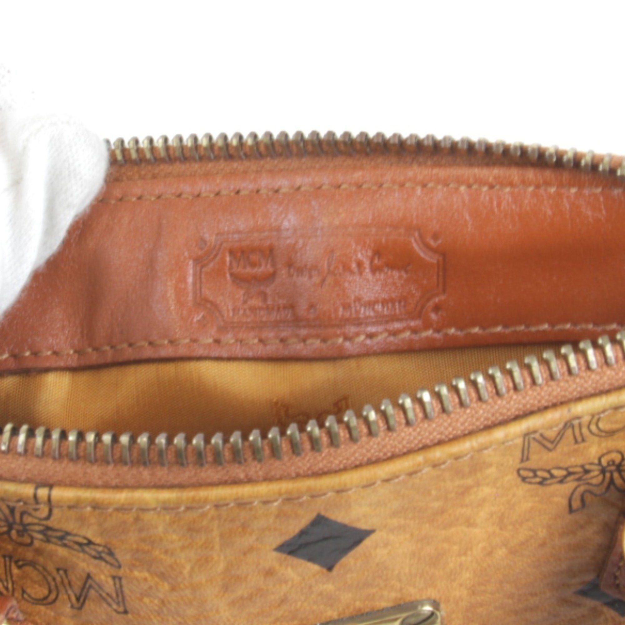 MCM MCM Visetos 010 Boston Bag Leather Brown Women's Size ONE SIZE - 9 Thumbnail