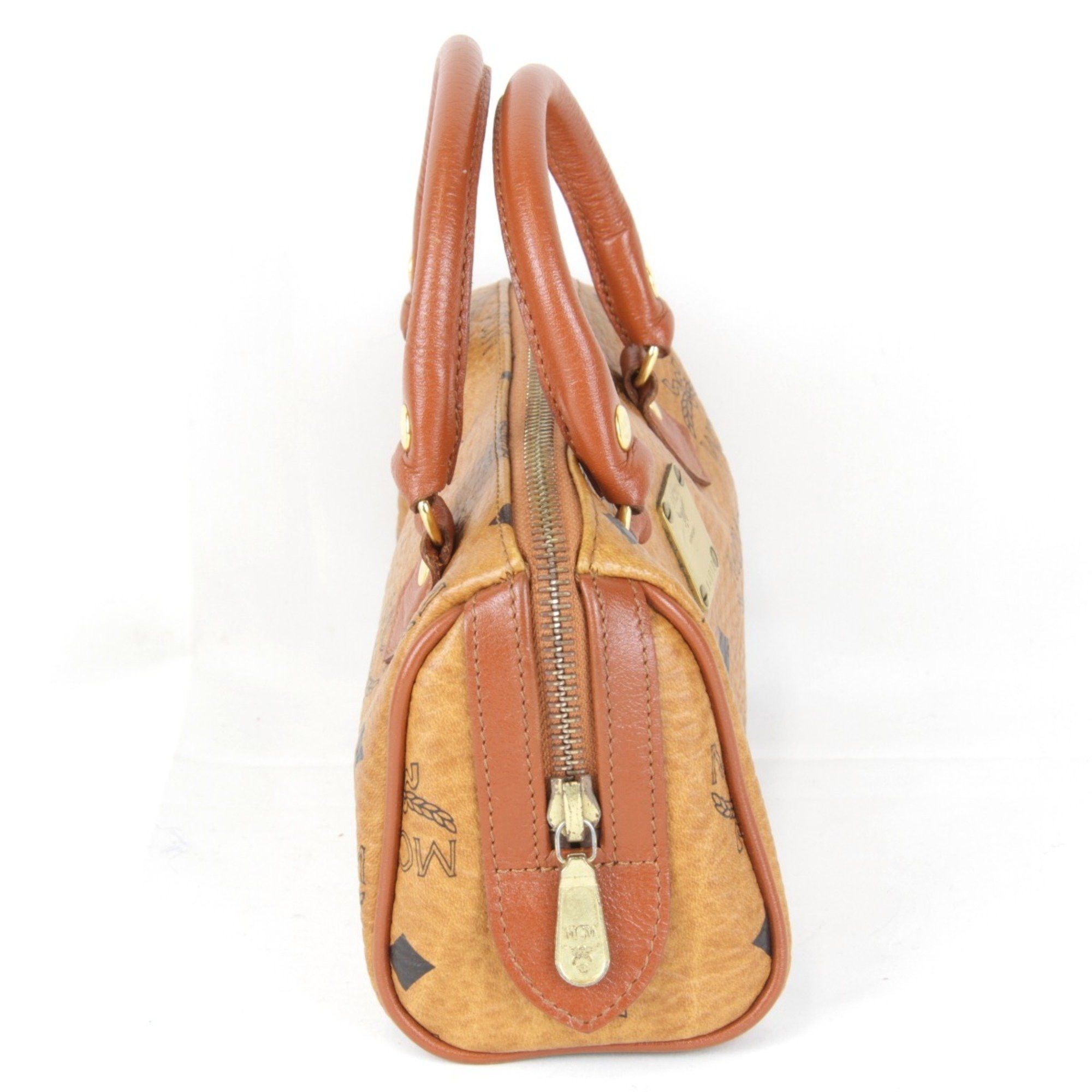 MCM MCM Visetos 010 Boston Bag Leather Brown Women's Size ONE SIZE - 3 Thumbnail