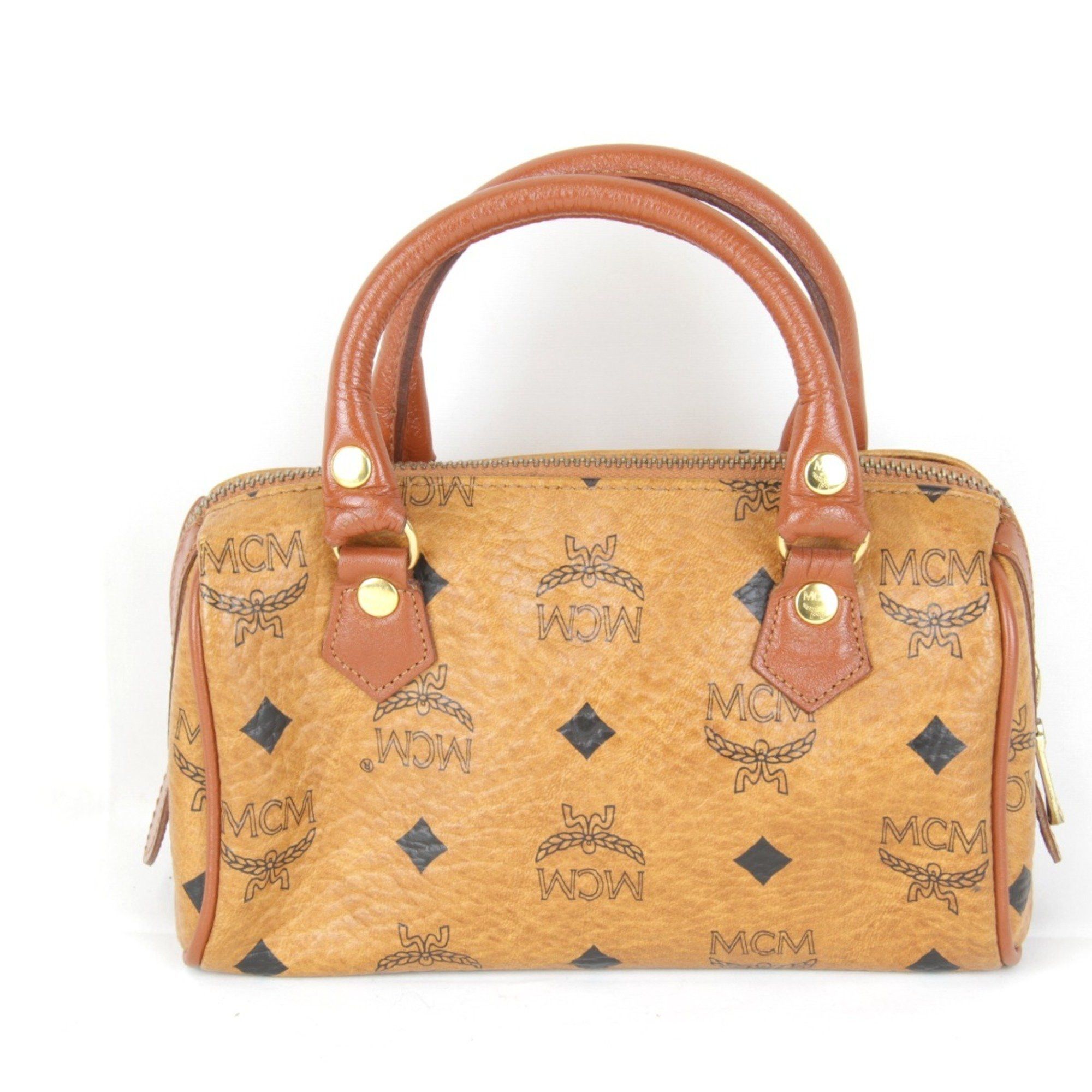 MCM MCM Visetos 010 Boston Bag Leather Brown Women's Size ONE SIZE - 2 Thumbnail