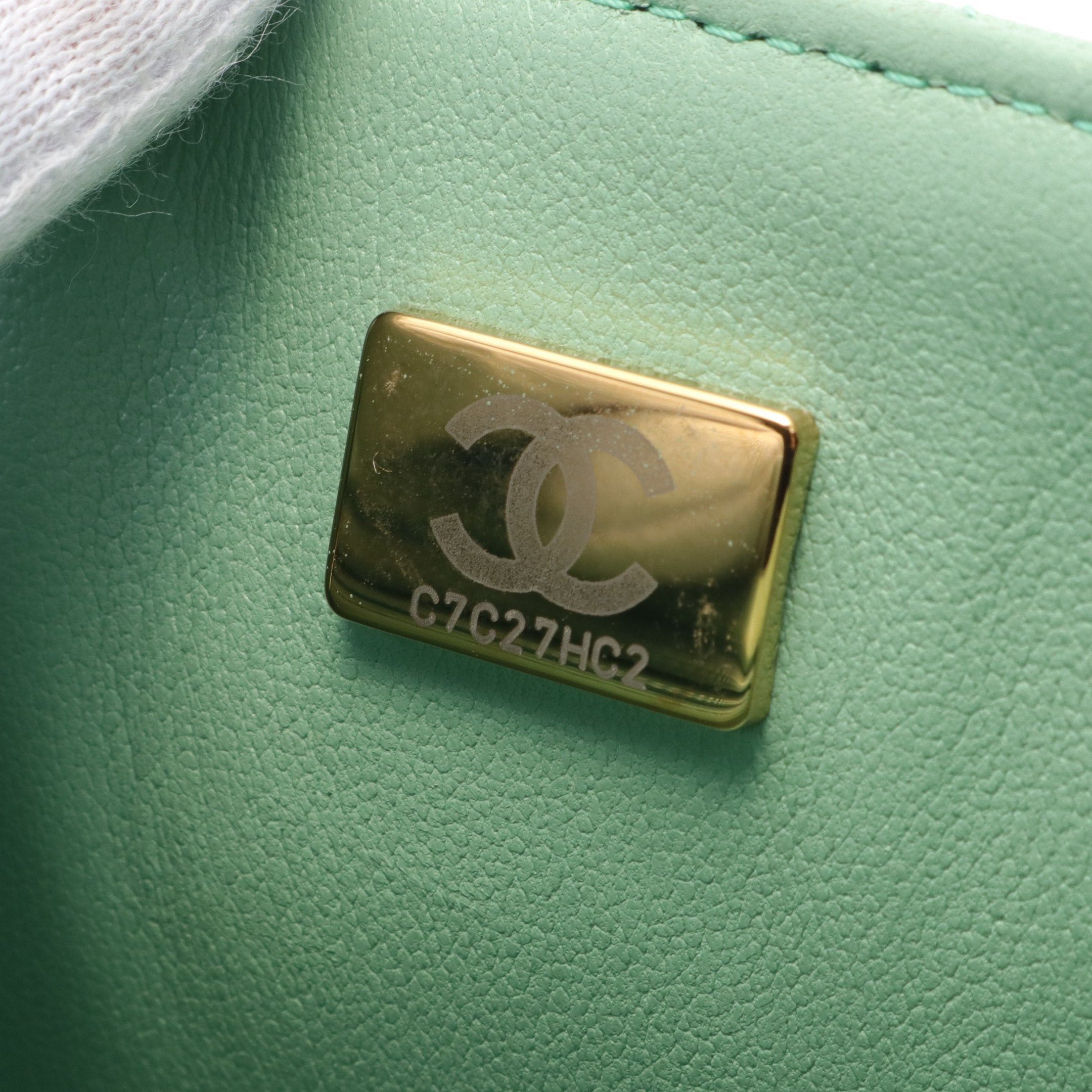 Chanel Chanel Matelasse Top Handle Mini Flap Chain Shoulder Bag Lambskin Light Green Gold Hardware Size ONE SIZE - 5 Thumbnail