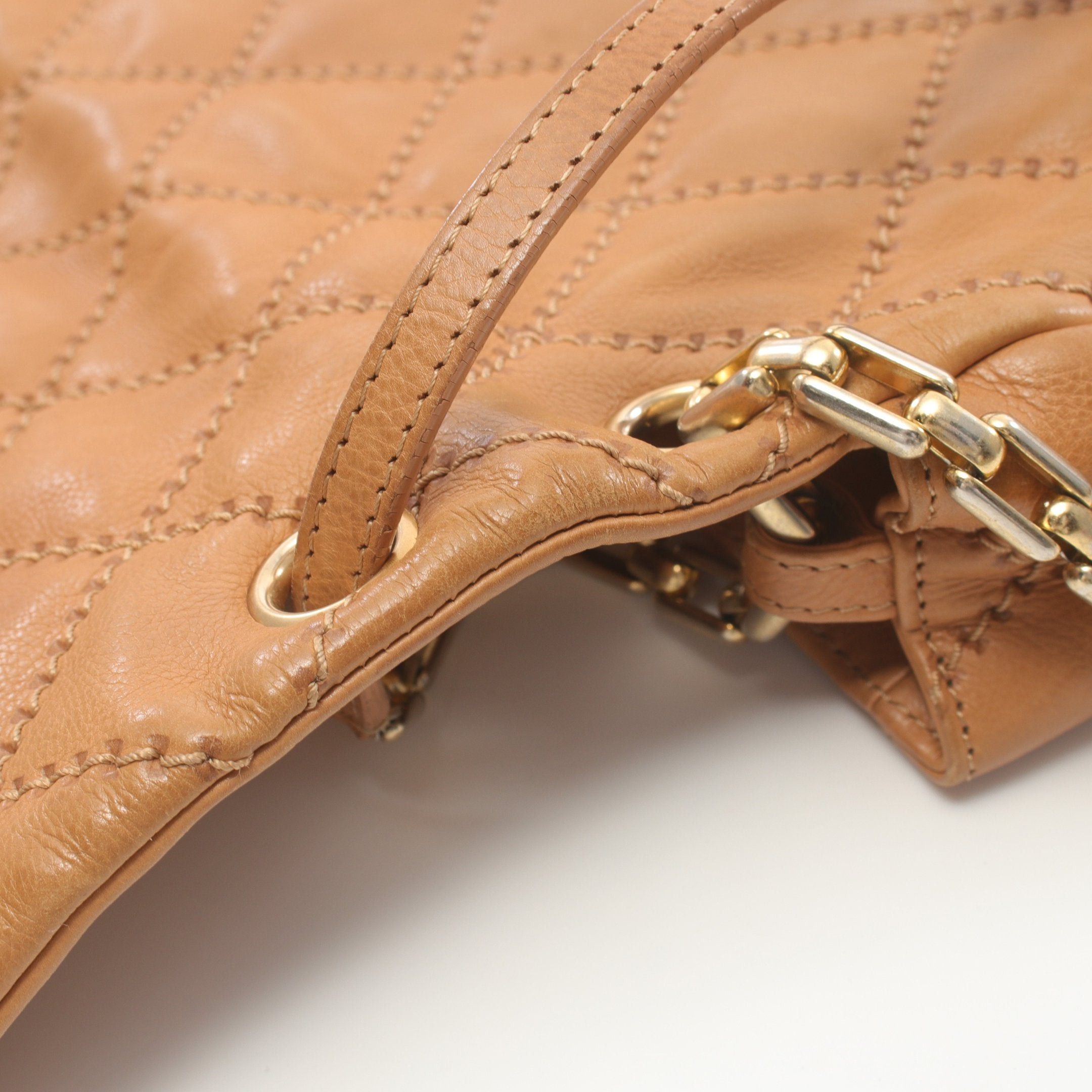 Chanel Chanel Ultra Stitch Double Chain Shoulder Bag Leather Light Brown Gold Hardware Size ONE SIZE - 10 Thumbnail