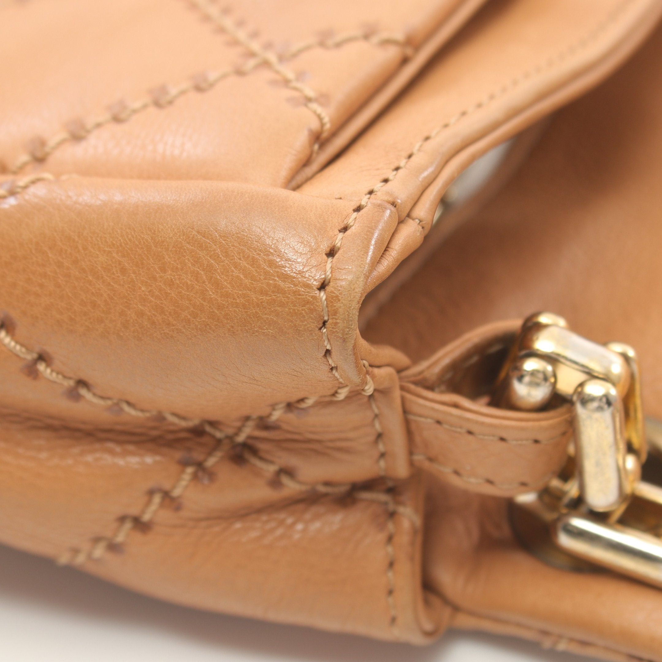 Chanel Chanel Ultra Stitch Double Chain Shoulder Bag Leather Light Brown Gold Hardware Size ONE SIZE - 7 Thumbnail