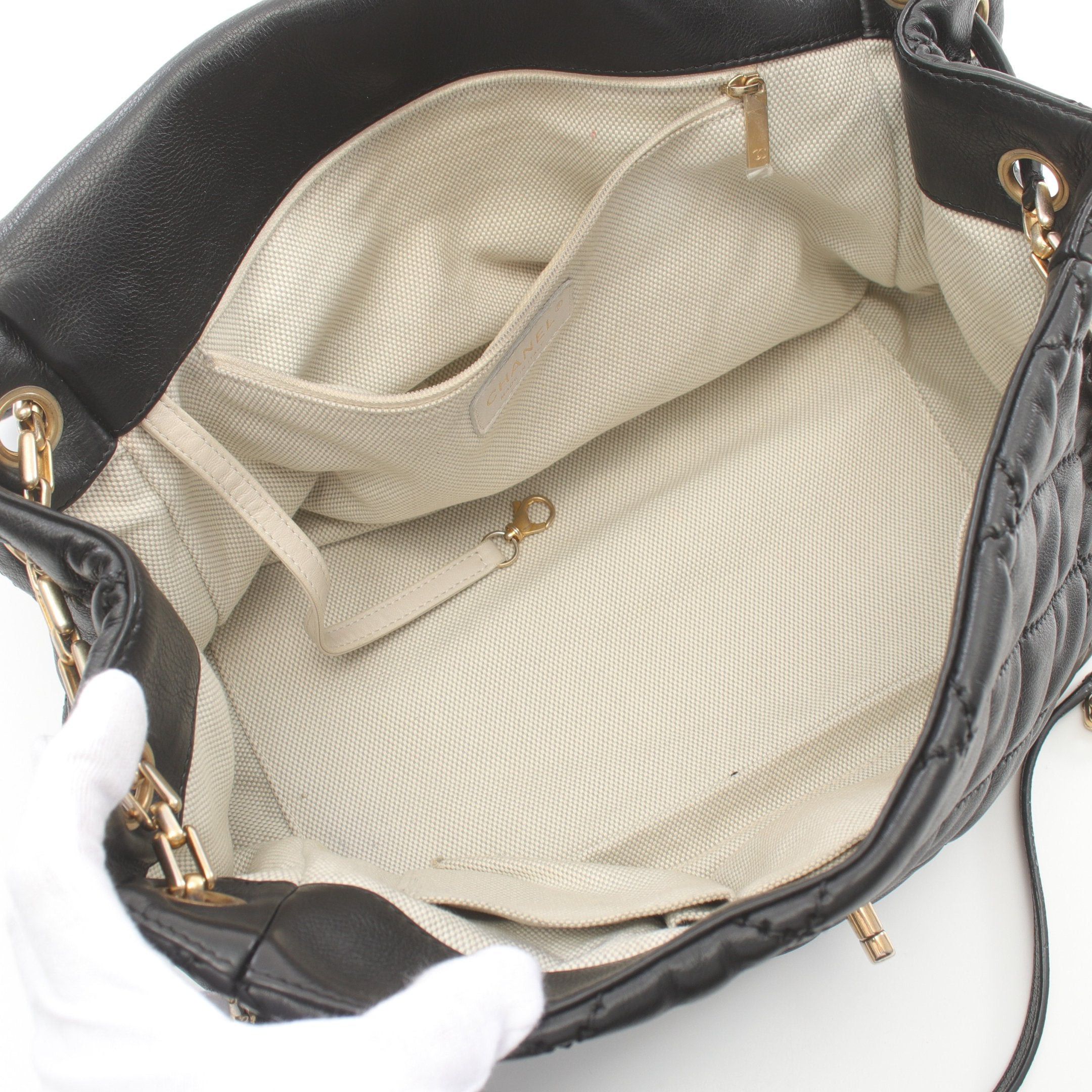 Chanel Chanel Ultra Stitch Double Chain Shoulder Bag Leather Black Gold Hardware Size ONE SIZE - 3 Thumbnail