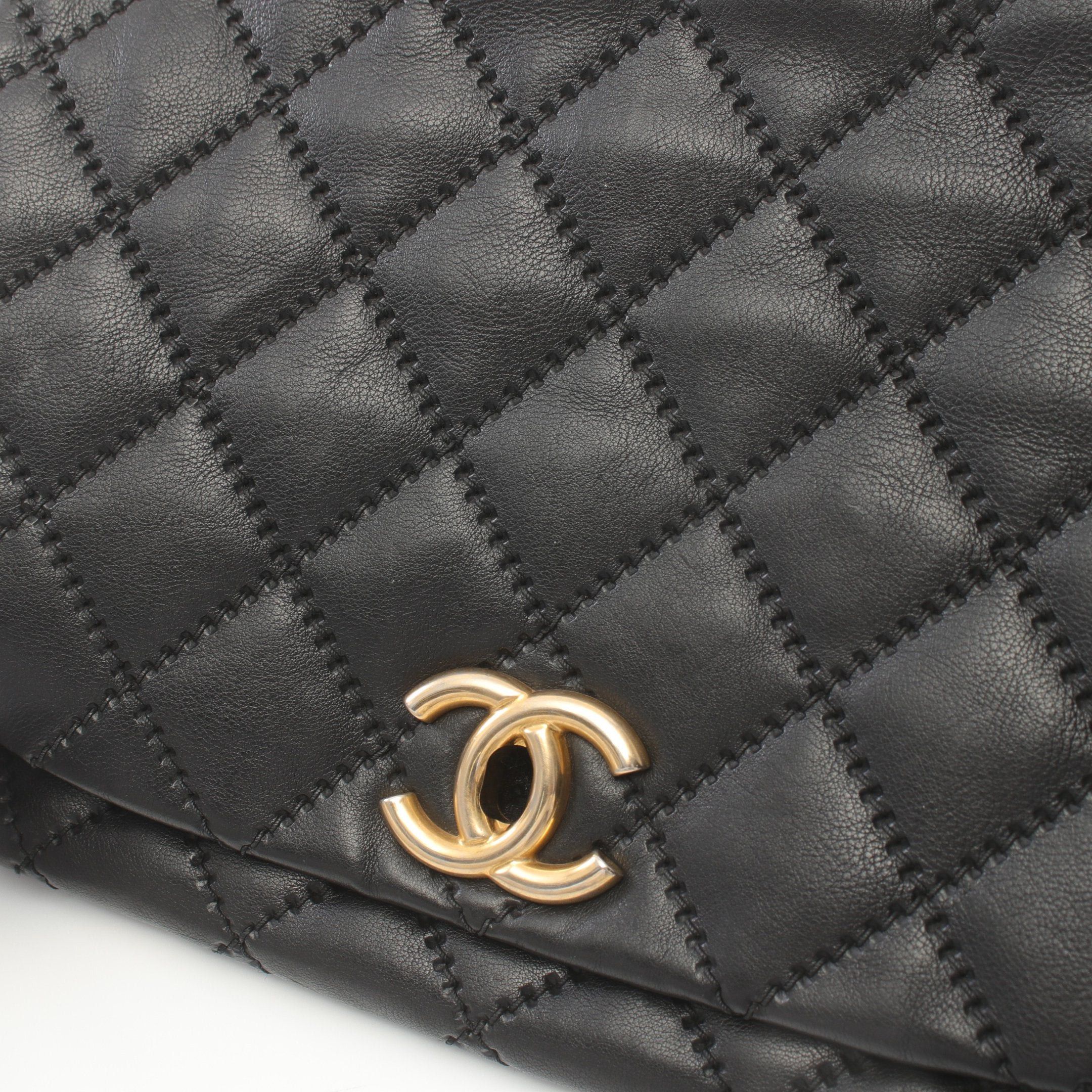 Chanel Chanel Ultra Stitch Double Chain Shoulder Bag Leather Black Gold Hardware Size ONE SIZE - 8 Thumbnail
