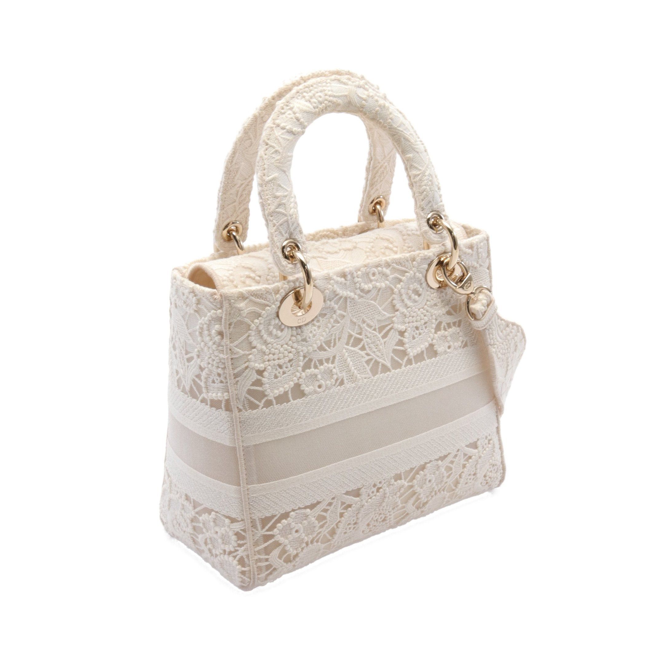 Dior Dior Lady Dior Medium Handbag Canvas Off White Size ONE SIZE - 2 Thumbnail