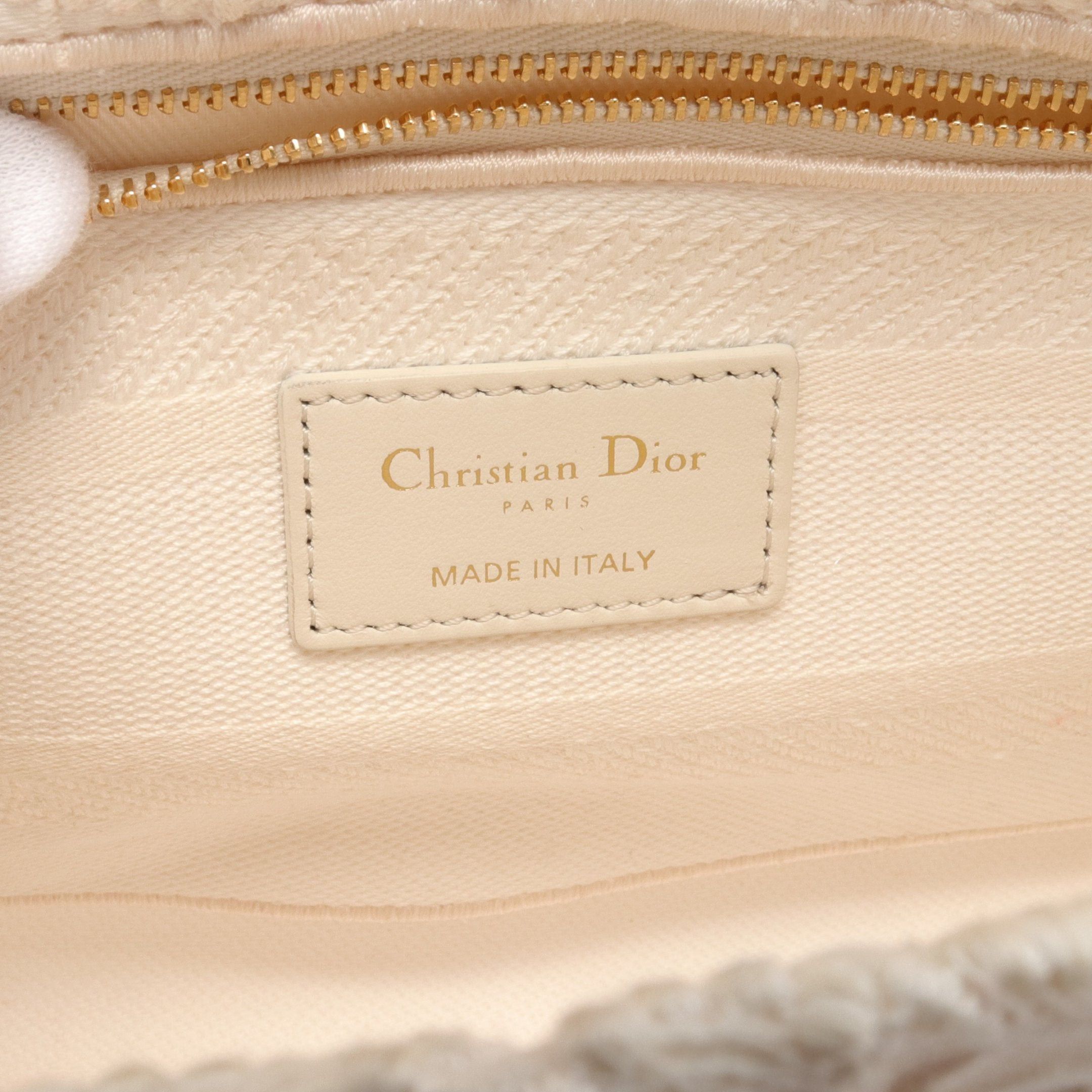 Dior Dior Lady Dior Medium Handbag Canvas Off White Size ONE SIZE - 4 Thumbnail