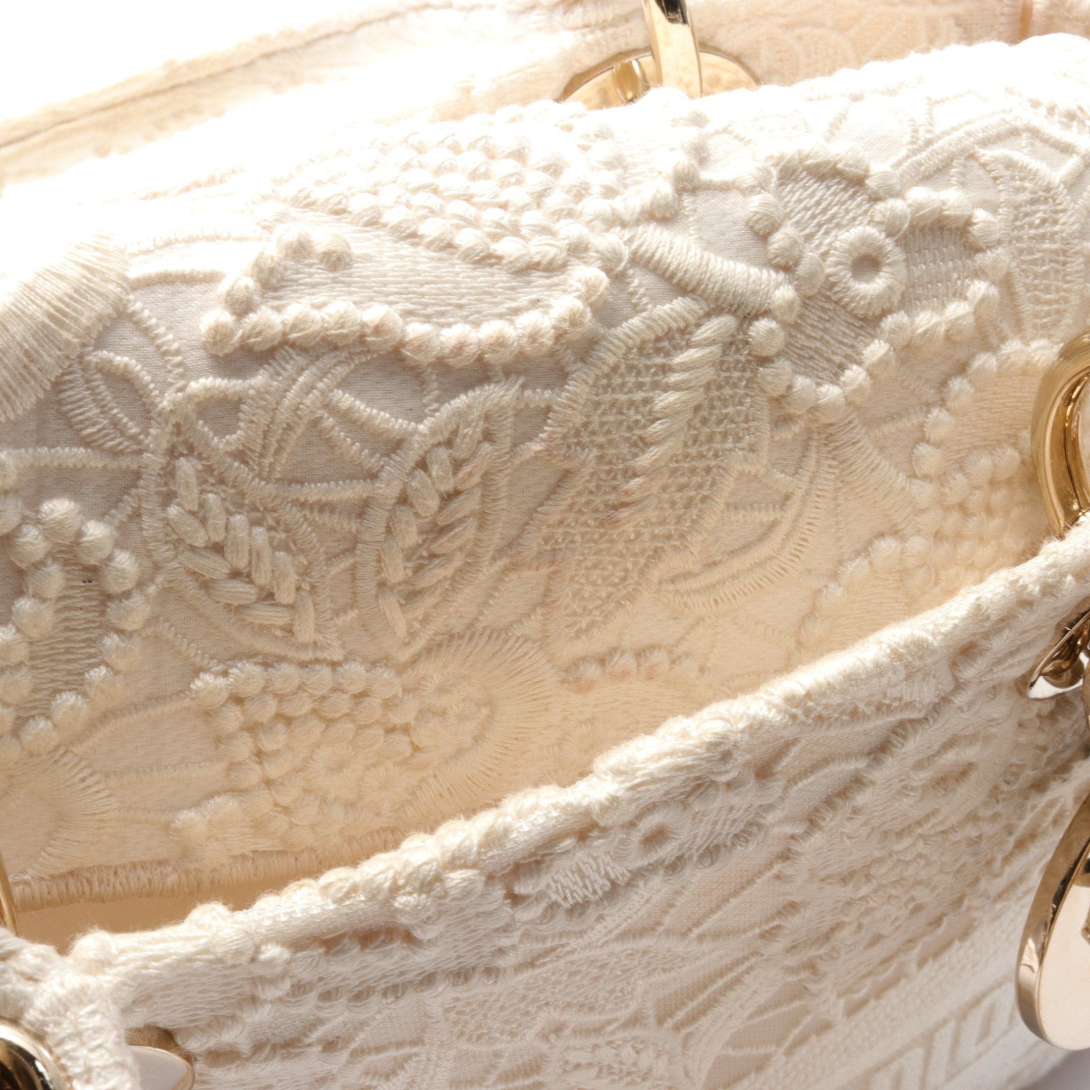 Dior Dior Lady Dior Medium Handbag Canvas Off White Size ONE SIZE - 5 Thumbnail