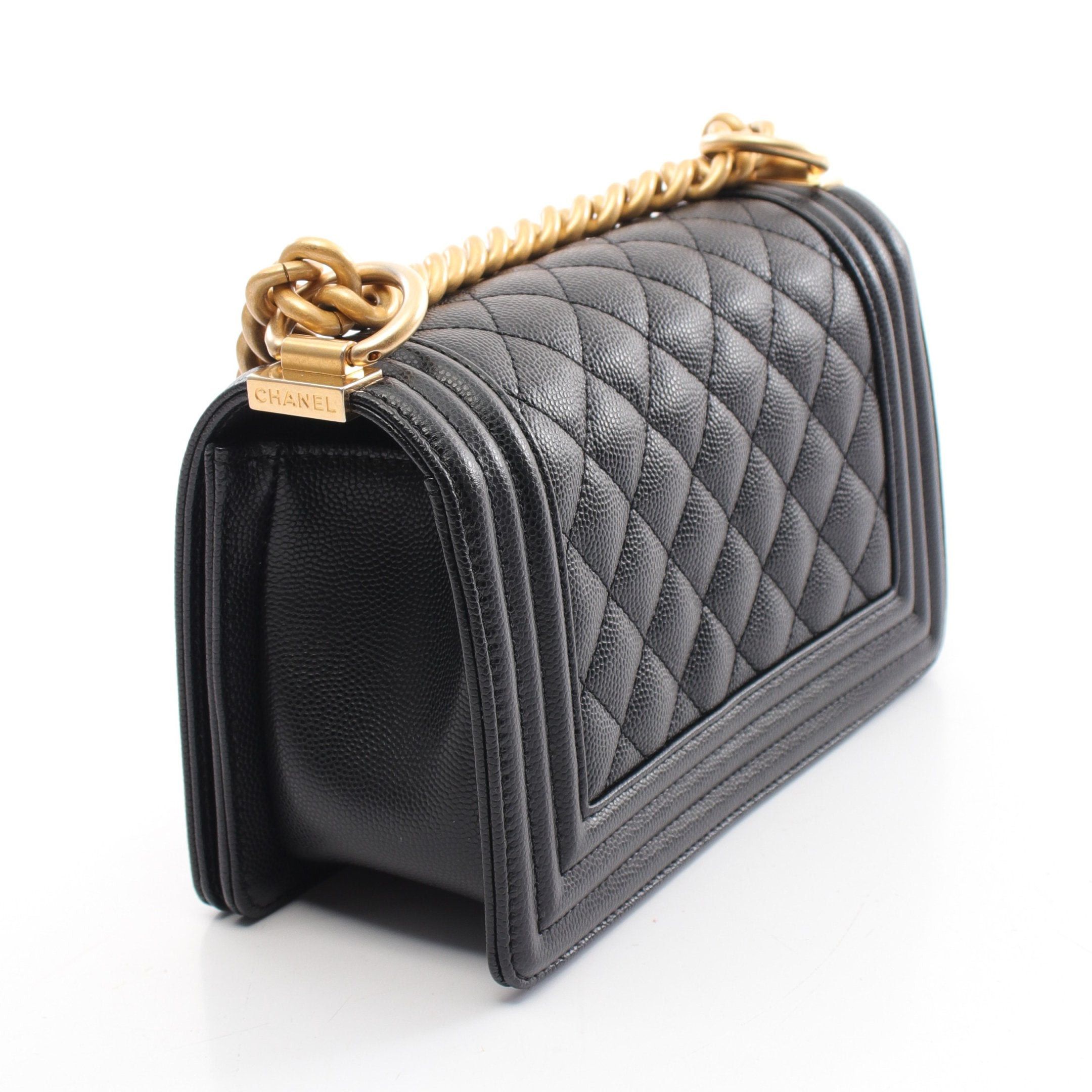 Chanel Chanel Boy Chanel Small Chevron V-Stitch Chain Shoulder Bag Caviar Skin Black Gold Hardware Size ONE SIZE - 2 Thumbnail