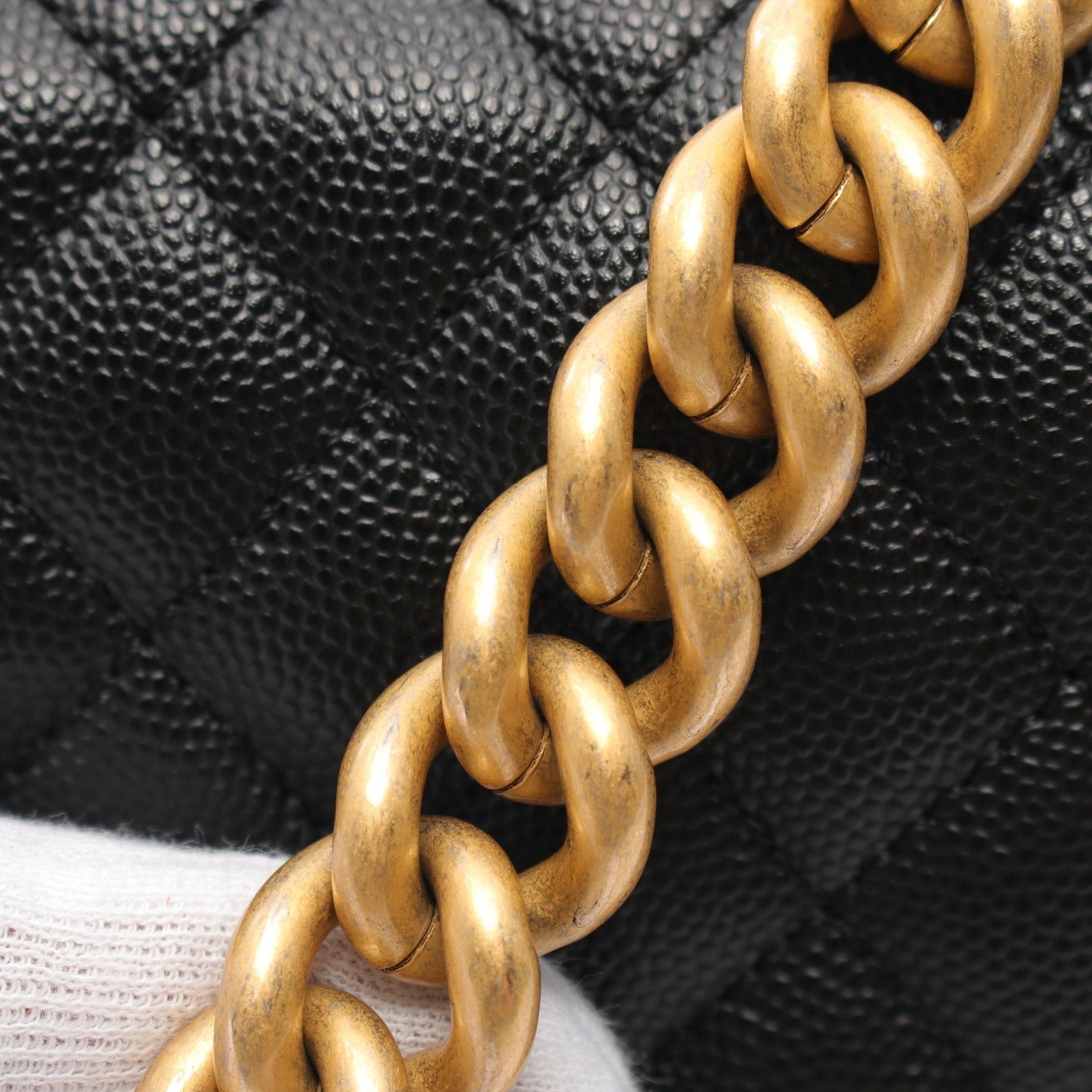 Chanel Chanel Boy Chanel Small Chevron V-Stitch Chain Shoulder Bag Caviar Skin Black Gold Hardware Size ONE SIZE - 8 Thumbnail