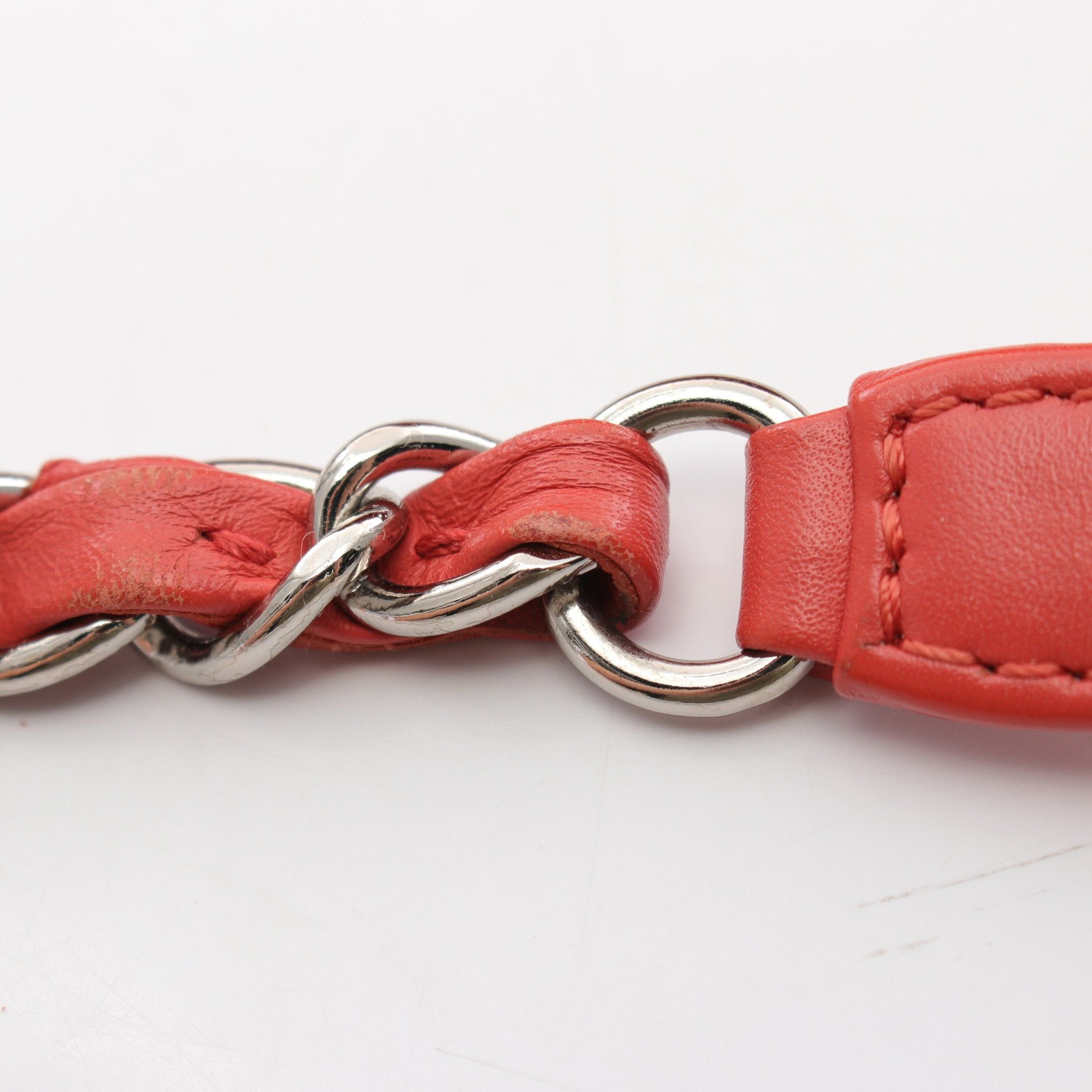 Chanel Chanel Coco Mark Chain Shoulder Bag Punching Leather Orange Red Silver Hardware Size ONE SIZE - 9 Thumbnail