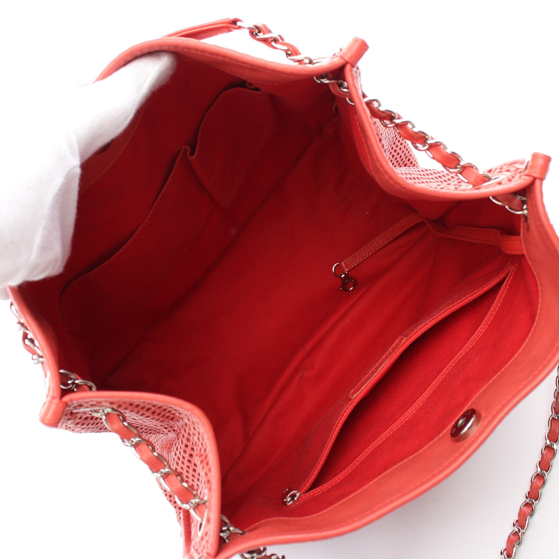 Chanel Chanel Coco Mark Chain Shoulder Bag Punching Leather Orange Red Silver Hardware Size ONE SIZE - 3 Thumbnail