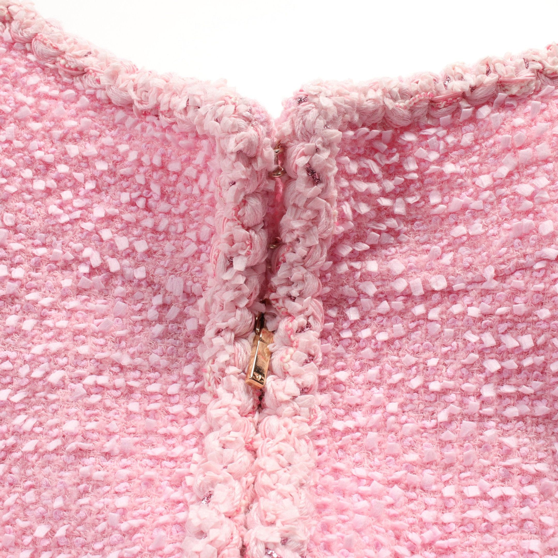 Chanel Chanel Tweed One Piece Short Sleeve Wool Nylon Pink Size ONE SIZE - 7 Thumbnail