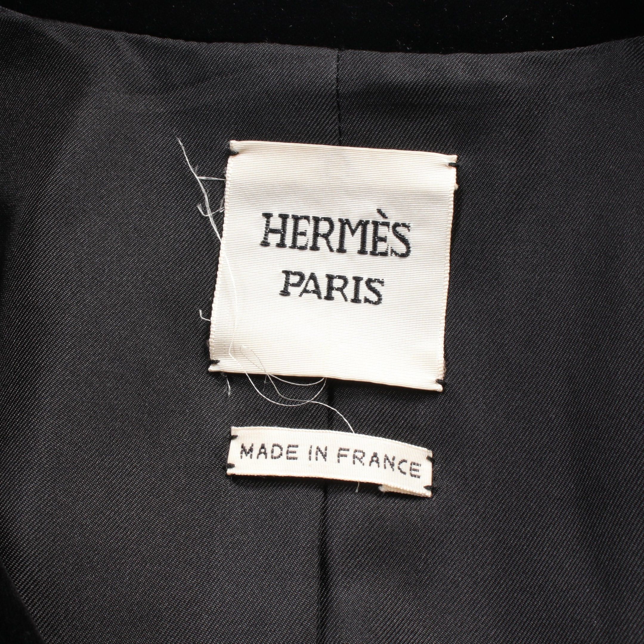 Hermes Hermes Velor Tailored Jacket Cotton Black Size ONE SIZE - 3 Thumbnail