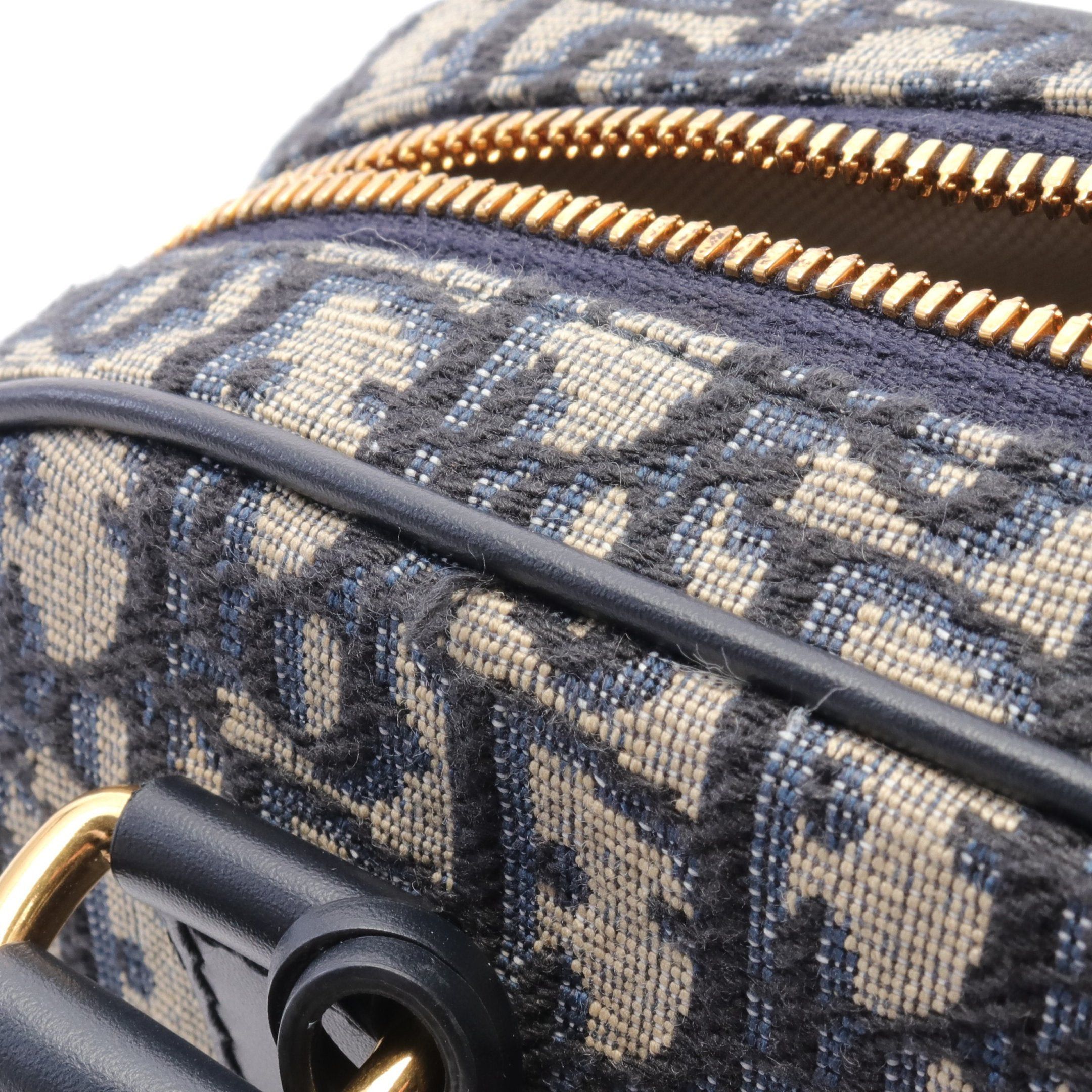 Dior Dior D-Vibe Oblique Bowling Bag Handbag Canvas Leather Navy Gray Size ONE SIZE - 5 Thumbnail