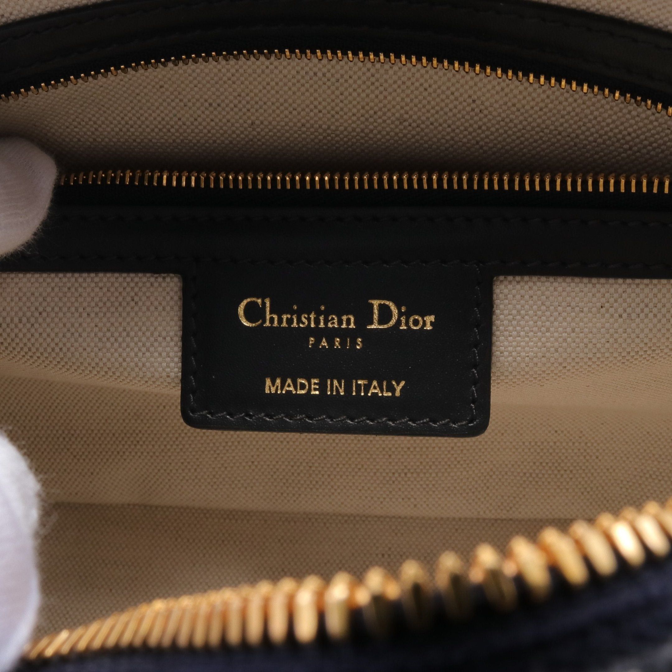 Dior Dior D-Vibe Oblique Bowling Bag Handbag Canvas Leather Navy Gray Size ONE SIZE - 4 Thumbnail
