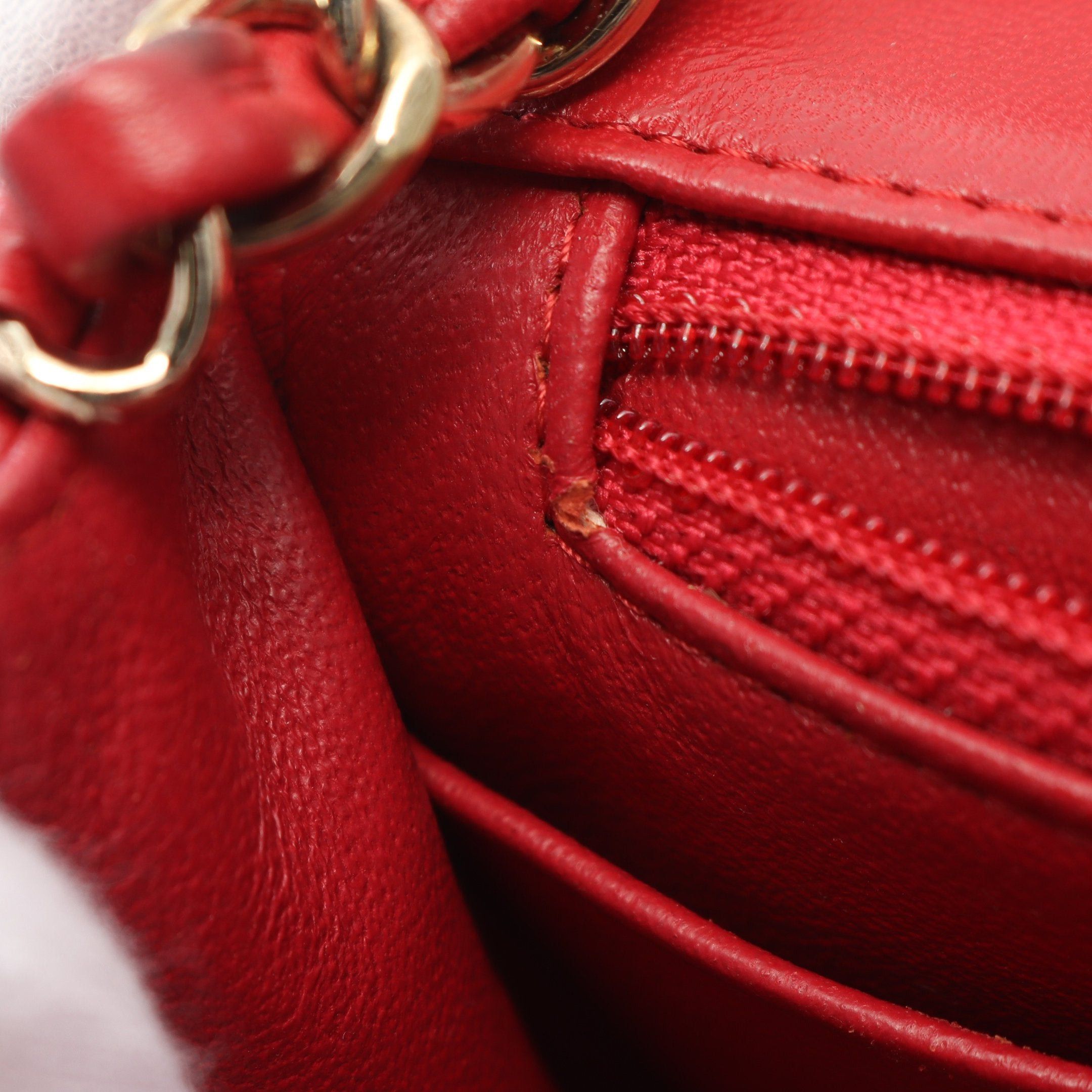 Chanel Chanel Mini Matelasse Chain Shoulder Bag Lambskin Red Gold Hardware Size ONE SIZE - 6 Thumbnail