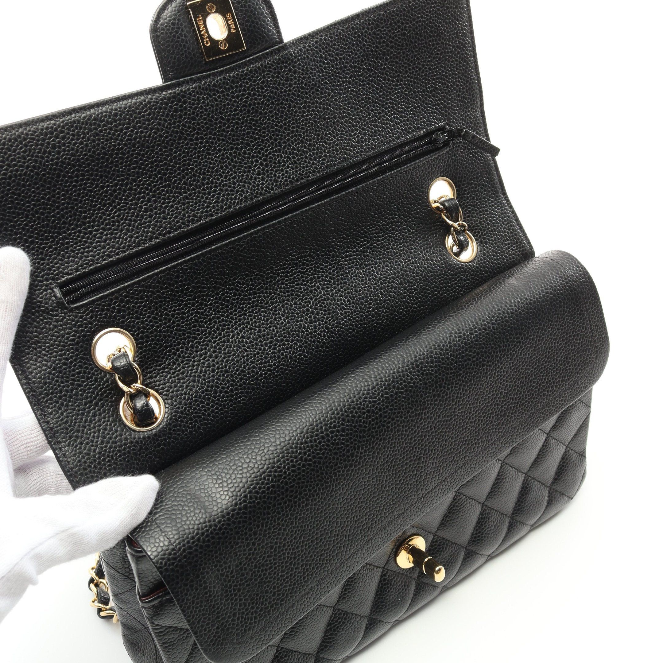 Chanel Chanel Matelasse Double Flap Chain Shoulder Bag Caviar Skin Black Gold Hardware Size ONE SIZE - 6 Thumbnail