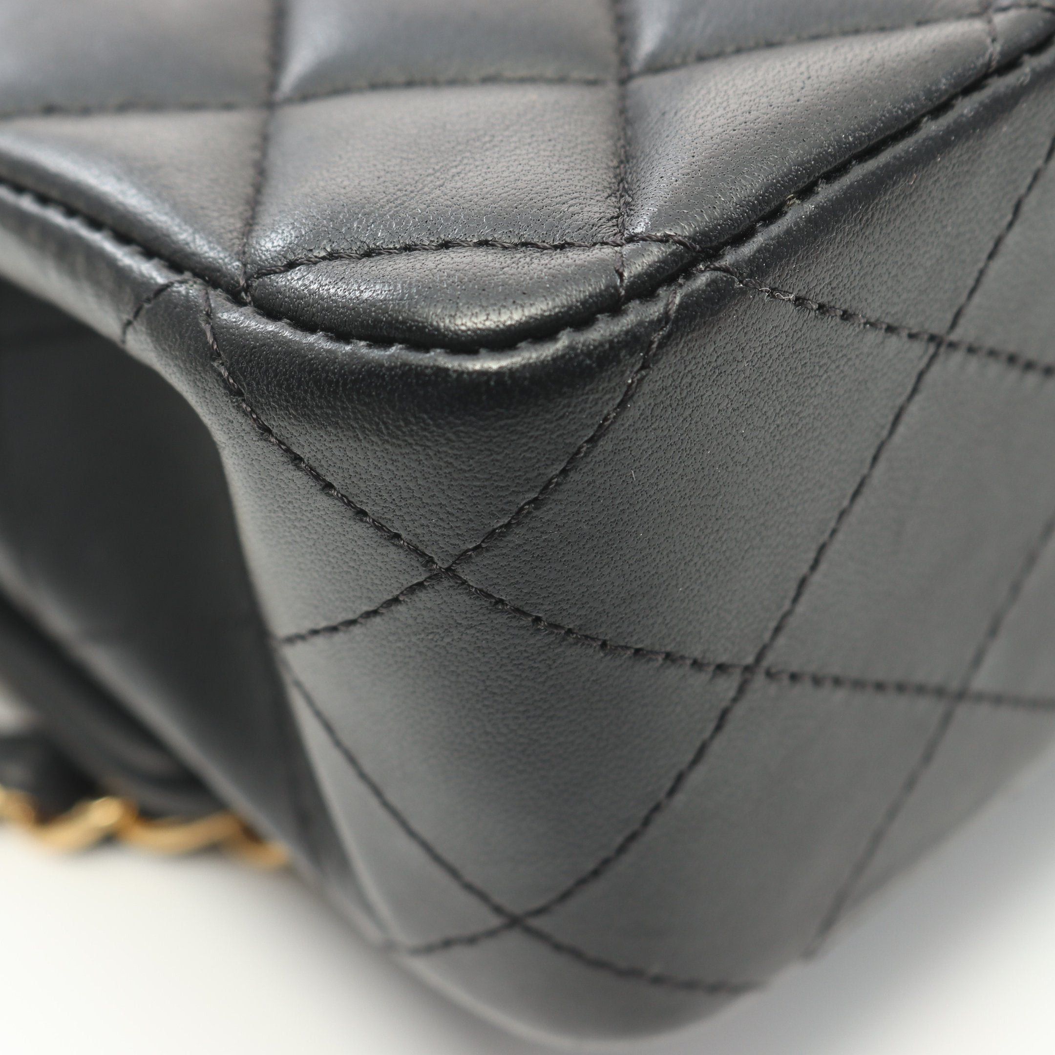 Chanel Chanel Matelasse Double Flap Chain Shoulder Bag Lambskin Black Gold Hardware Size ONE SIZE - 8 Thumbnail