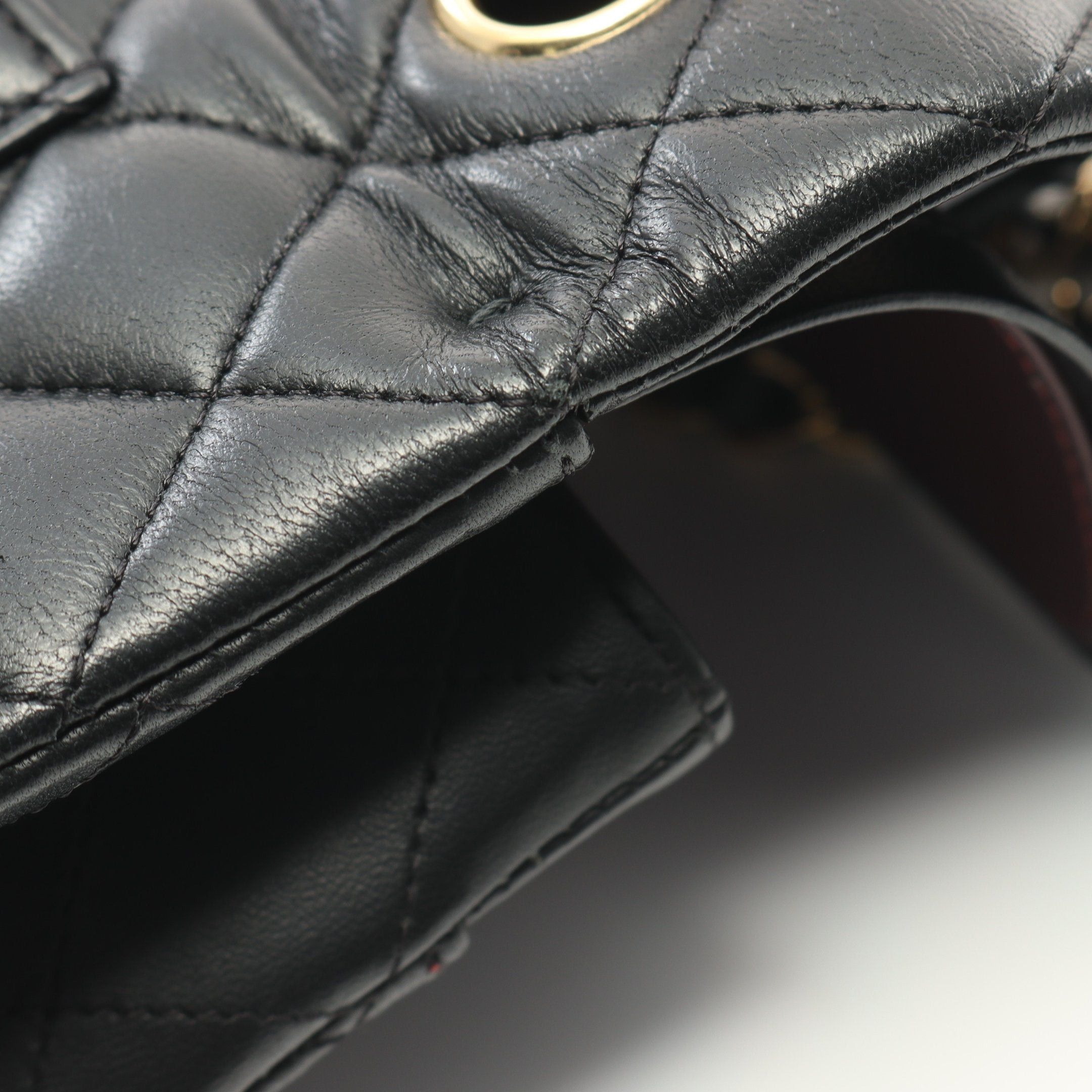Chanel Chanel Matelasse Double Flap Chain Shoulder Bag Lambskin Black Gold Hardware Size ONE SIZE - 9 Thumbnail