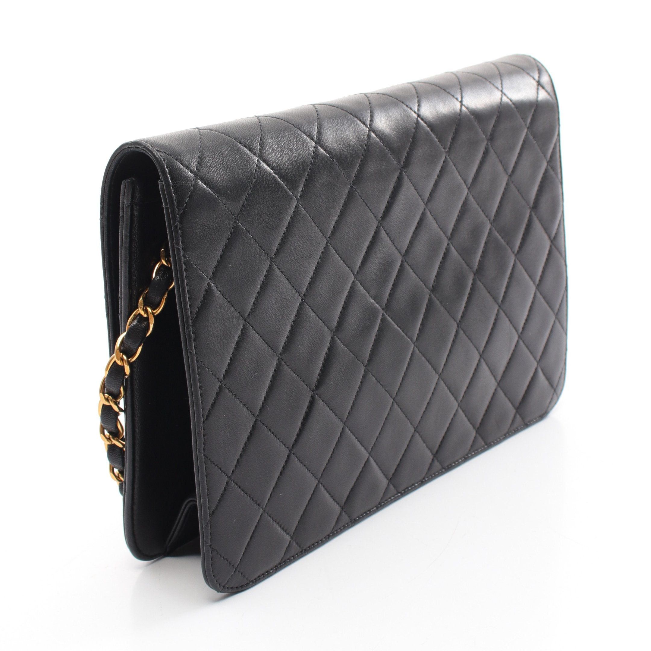 Chanel Chanel Matelasse Single Flap Chain Shoulder Bag Lambskin Black Gold Hardware Push Lock Size ONE SIZE - 2 Thumbnail