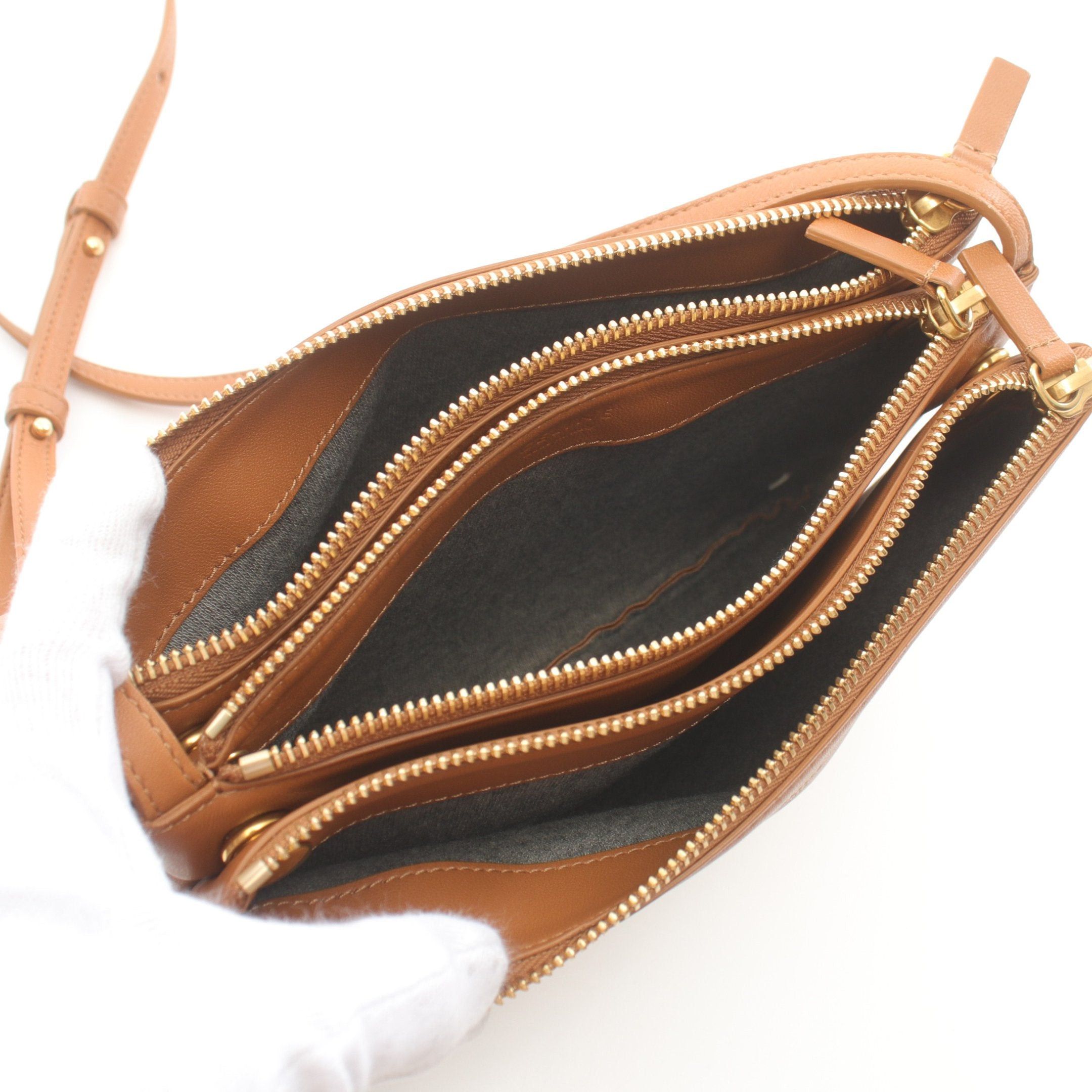 Celine Celine Trio Small Shoulder Bag Leather Light Brown Size ONE SIZE - 3 Thumbnail