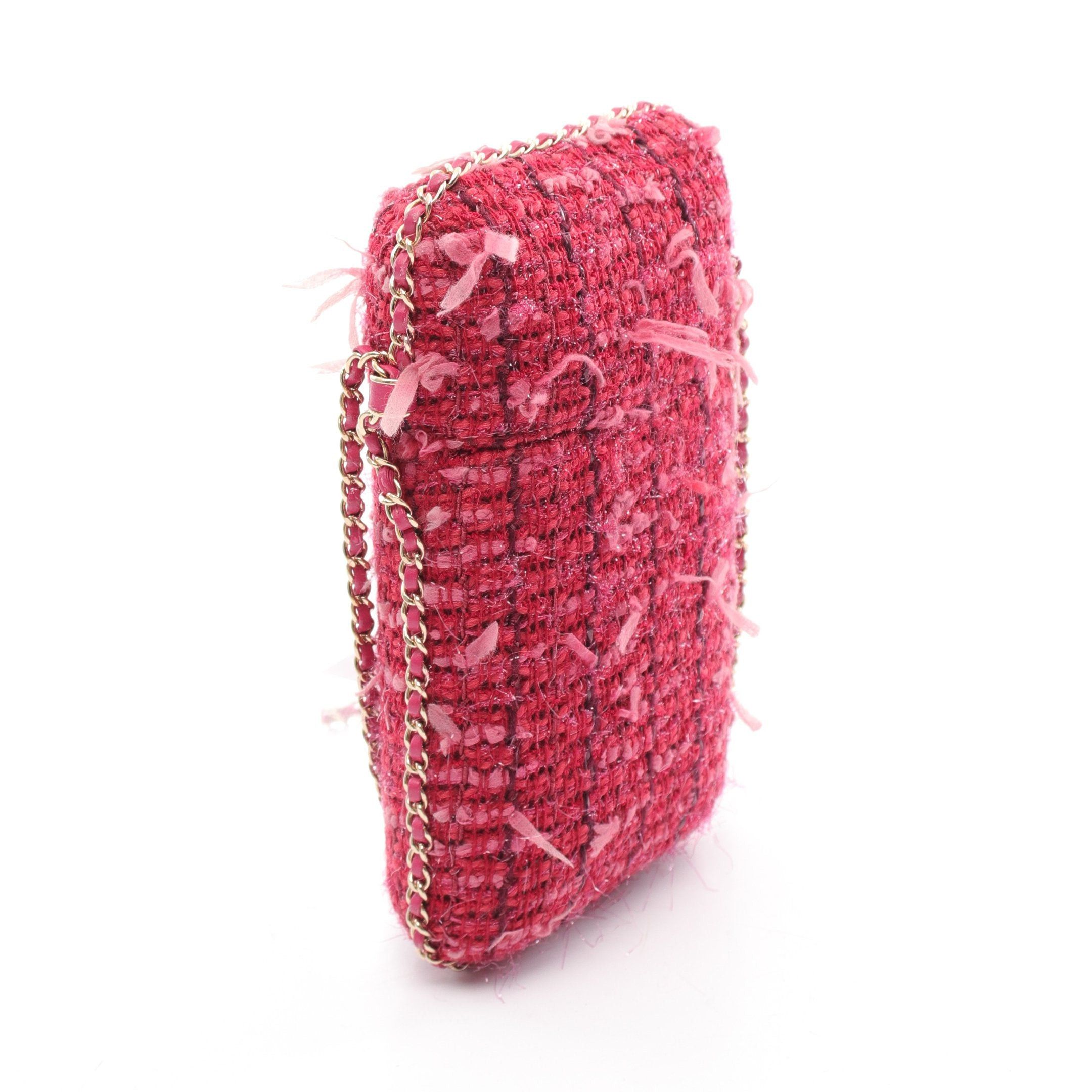 Chanel Chanel Phone Holder Chain Shoulder Bag Tweed Pink Purple Multicolor Gold Hardware Size ONE SIZE - 2 Thumbnail