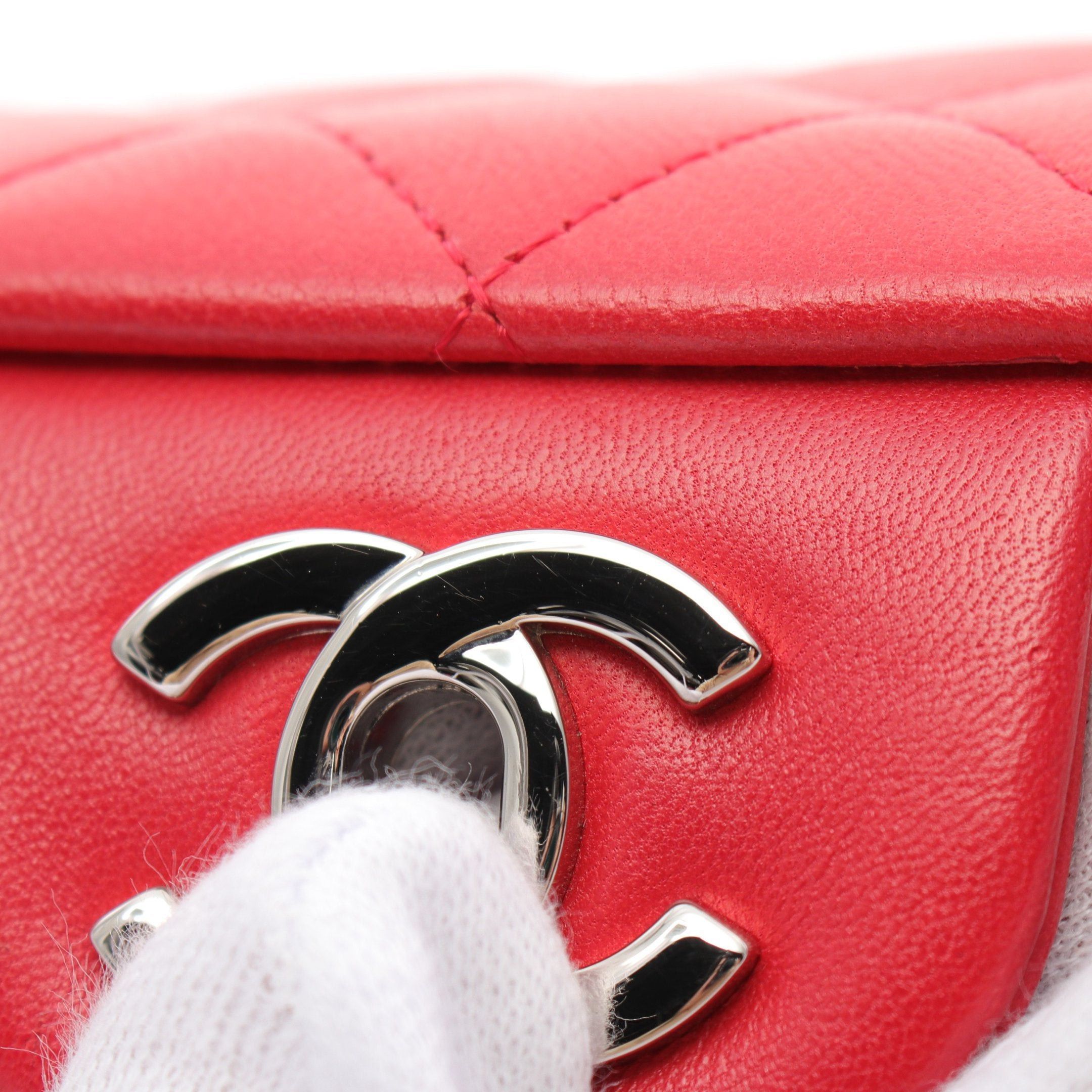 Chanel Chanel Matelasse Single Flap Chain Shoulder Bag Lambskin Red Silver Hardware Size ONE SIZE - 6 Thumbnail