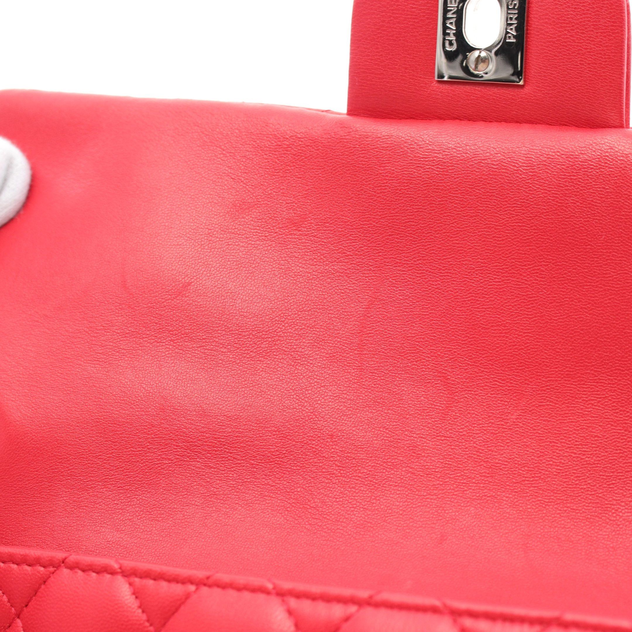 Chanel Chanel Matelasse Single Flap Chain Shoulder Bag Lambskin Red Silver Hardware Size ONE SIZE - 9 Thumbnail