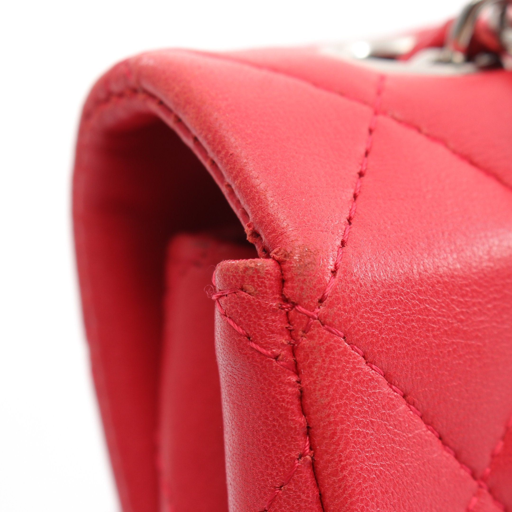 Chanel Chanel Matelasse Single Flap Chain Shoulder Bag Lambskin Red Silver Hardware Size ONE SIZE - 10 Thumbnail